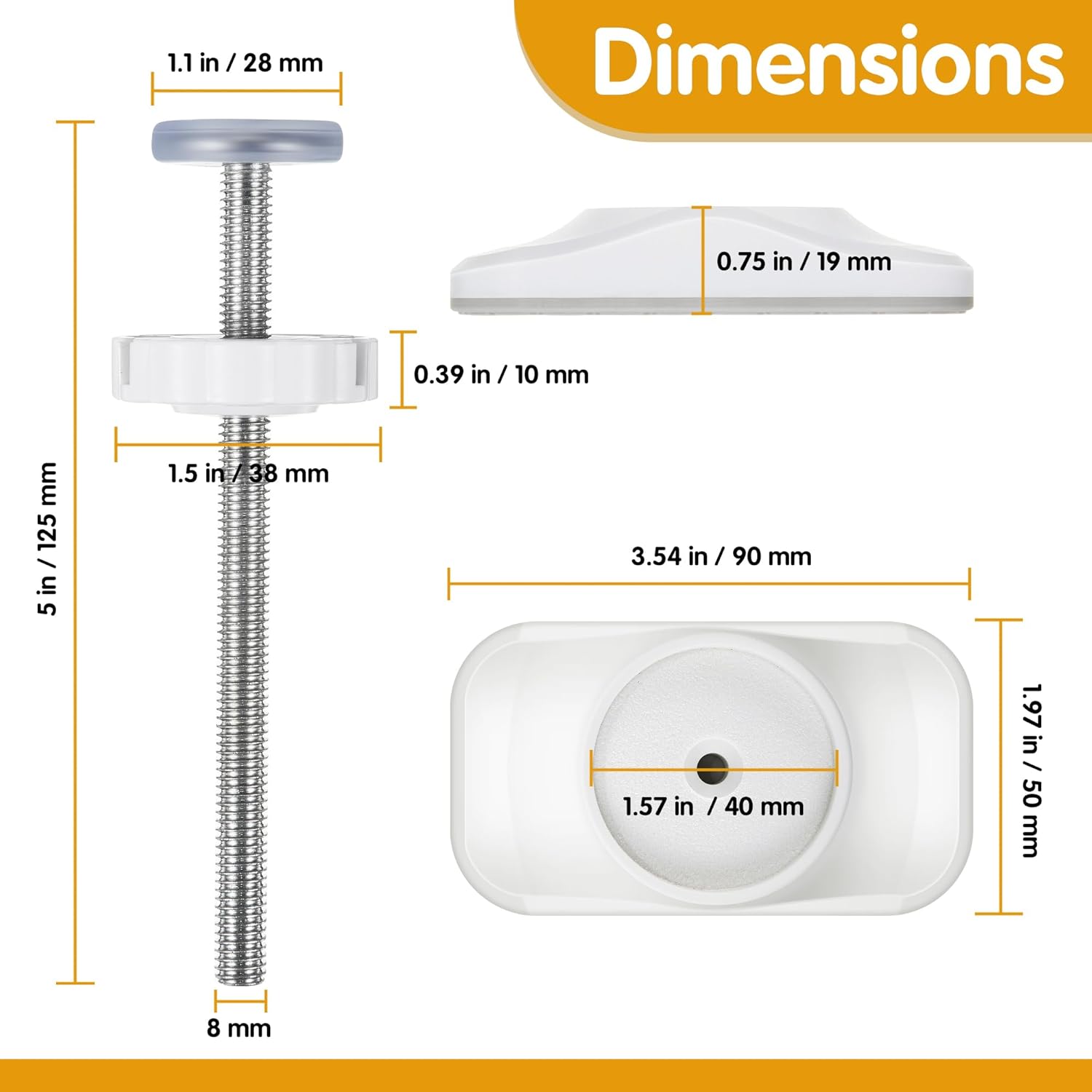 Dreyoo Baby Gate Extender 4 Pack M8 Spindle Rods 1