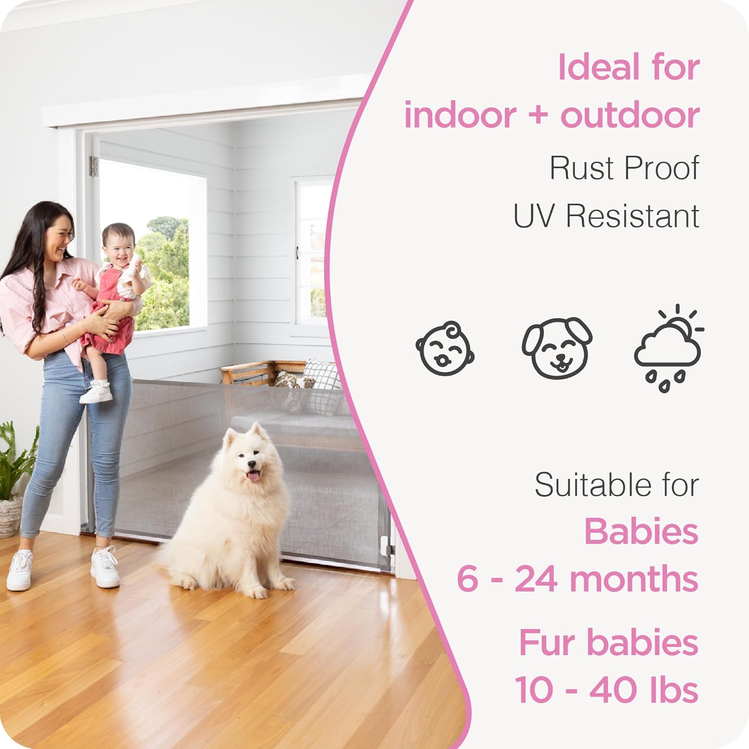 Perma Child Safety Retractable Baby Gate - 33 x 71 Gray