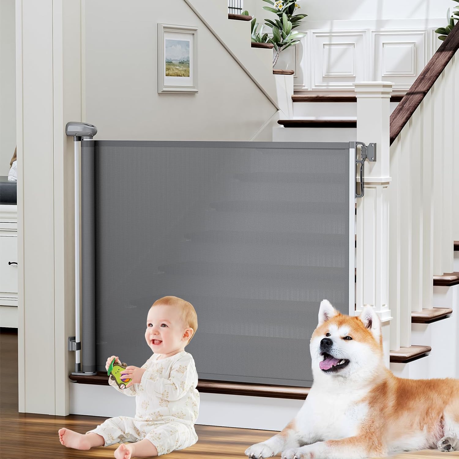 PRObebi Retractable Gate - 54 Wide 34 Tall Baby Dog Safety