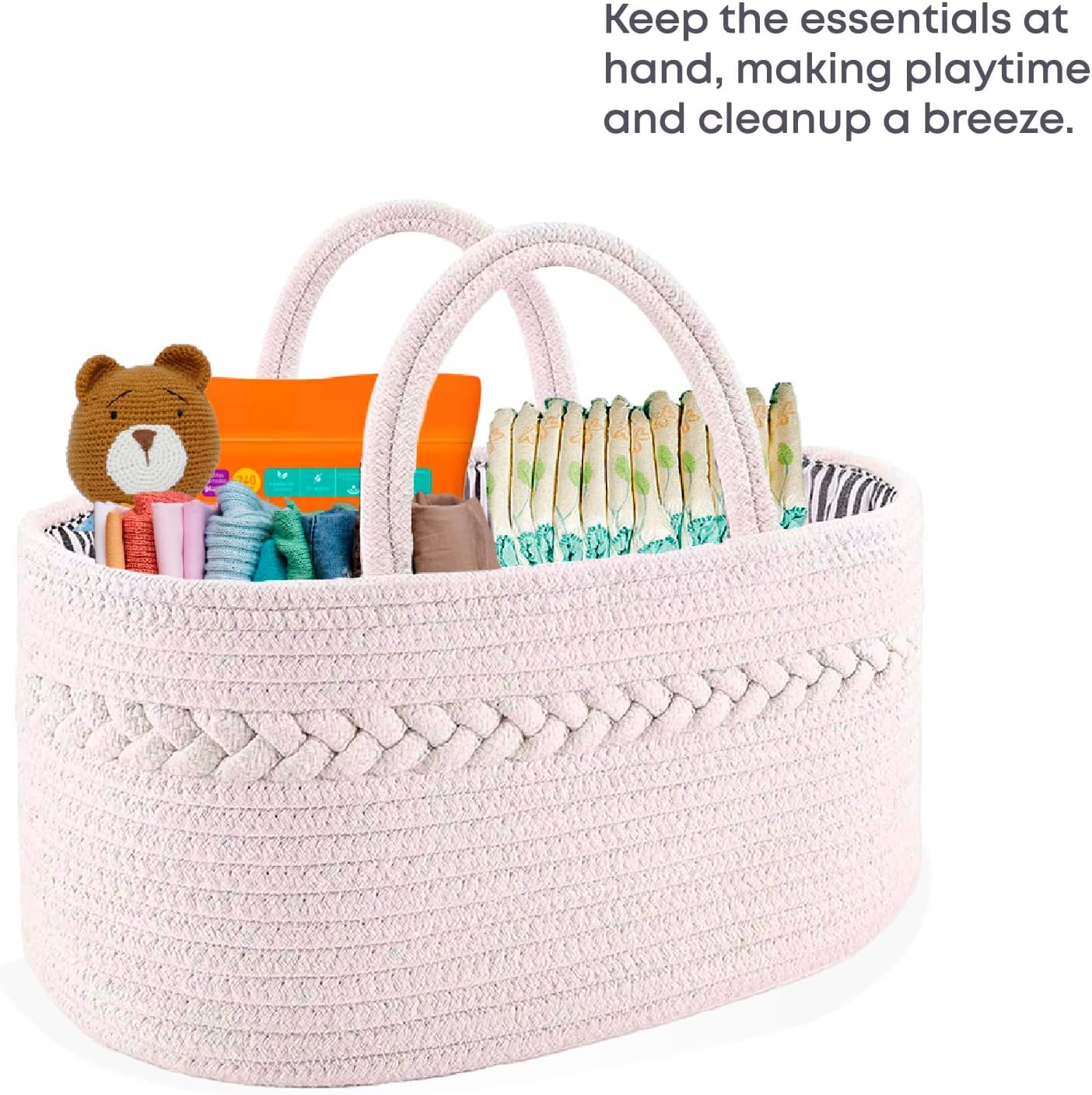 Oliver Emilia Diaper Caddy - Portable Woven Organizer with Handle