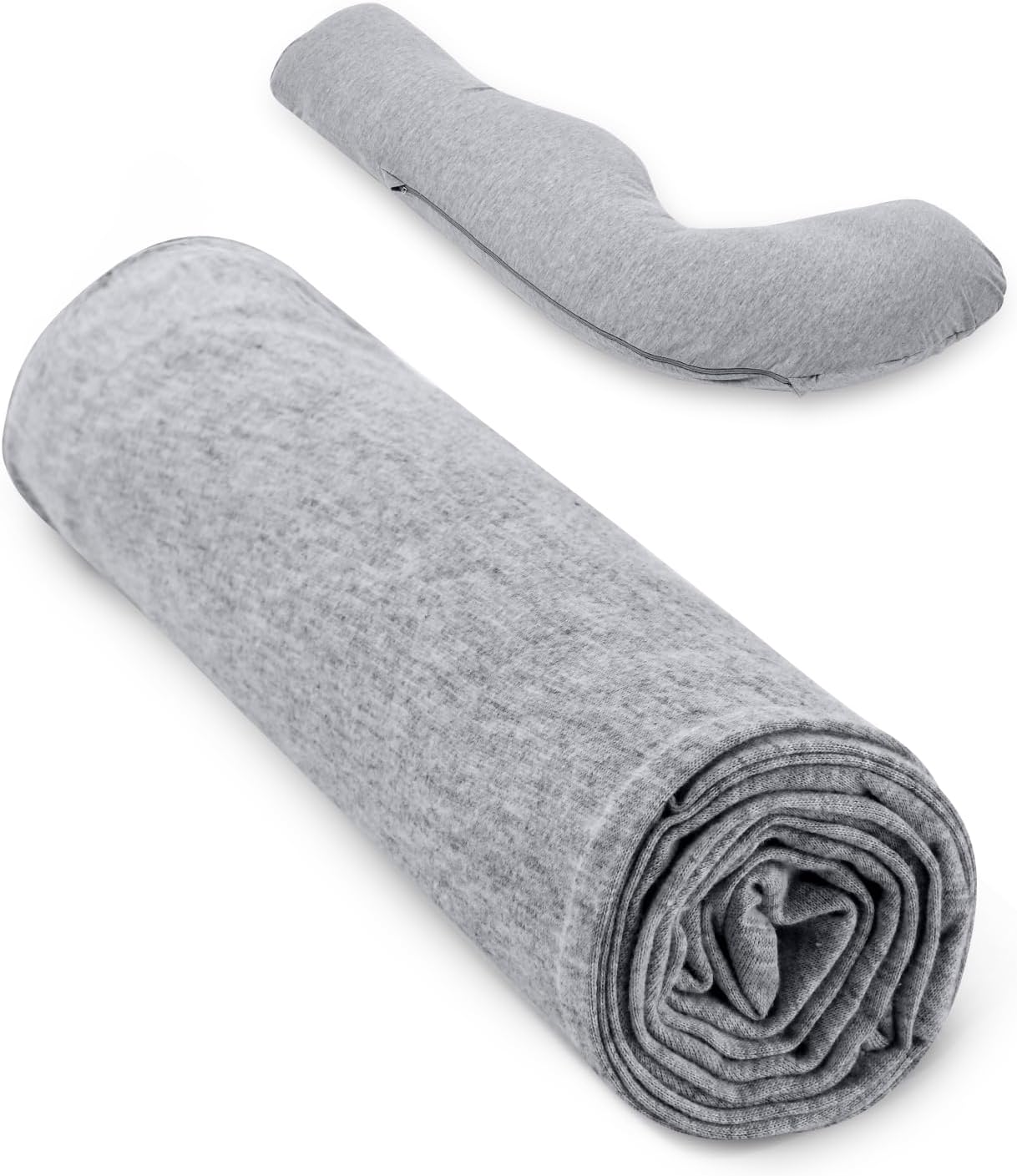 Momcozy J-Shaped Pregnancy Pillow Cover Soft Removable Grey