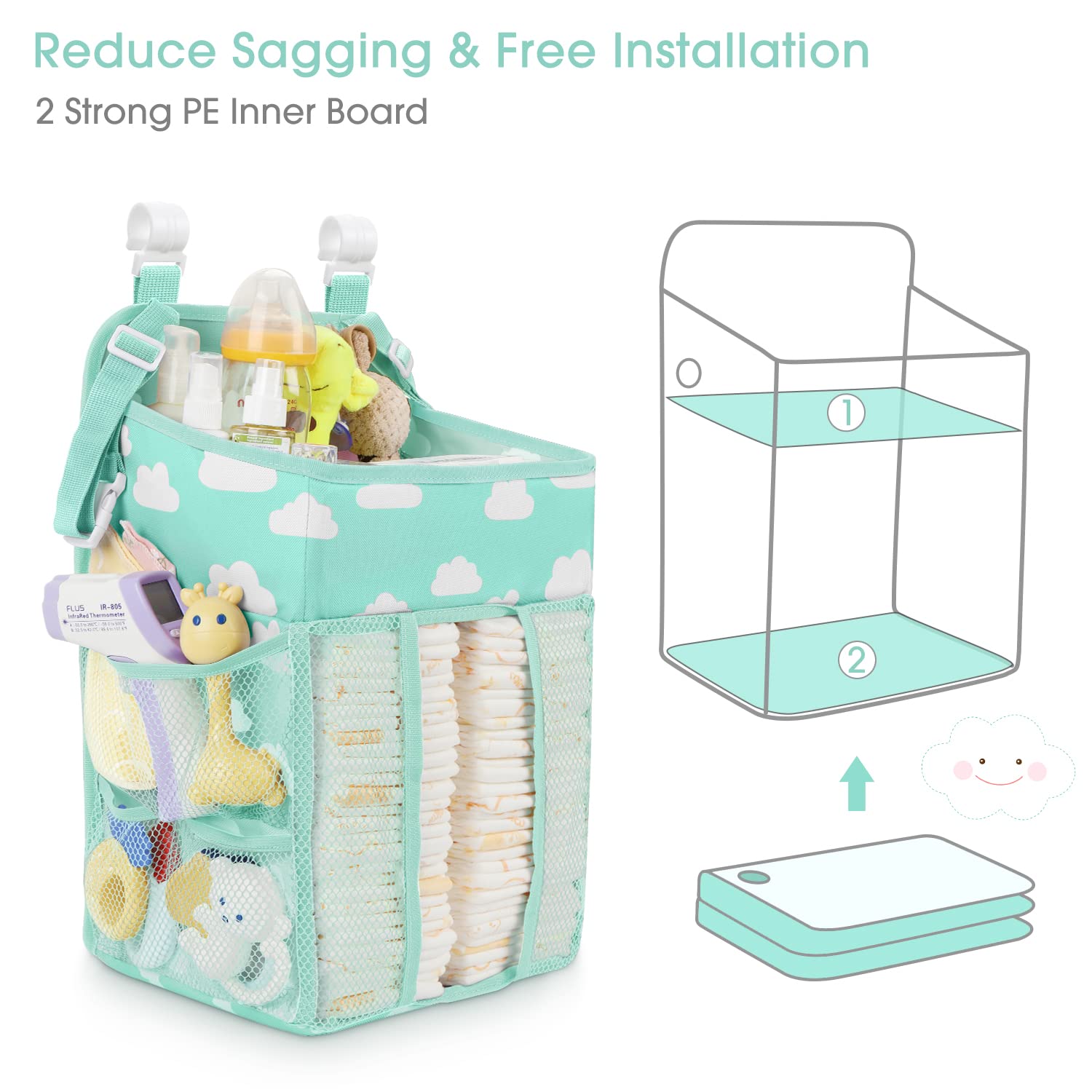 Maliton Hanging Diaper Caddy Organizer - Blue-Green