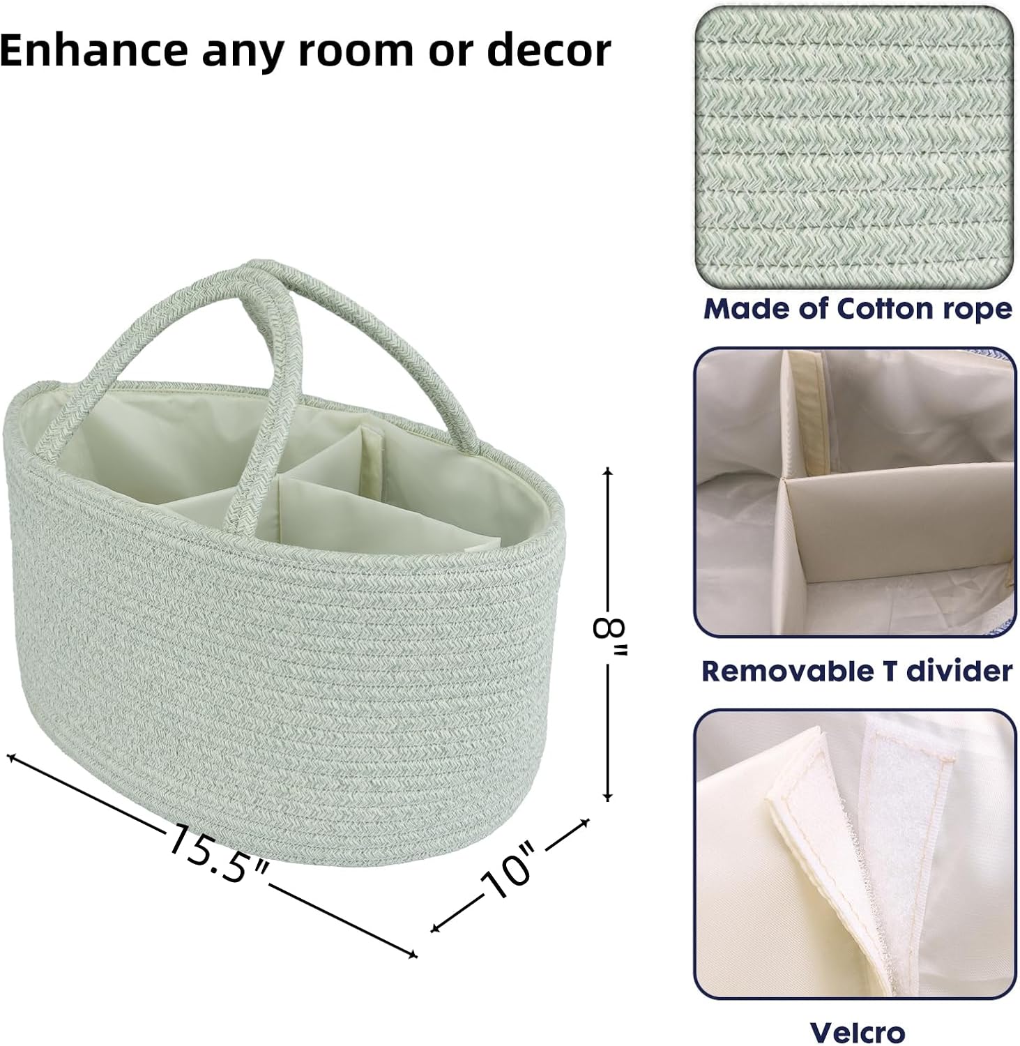 JUNBOLE Cotton Rope Diaper Caddy Organizer