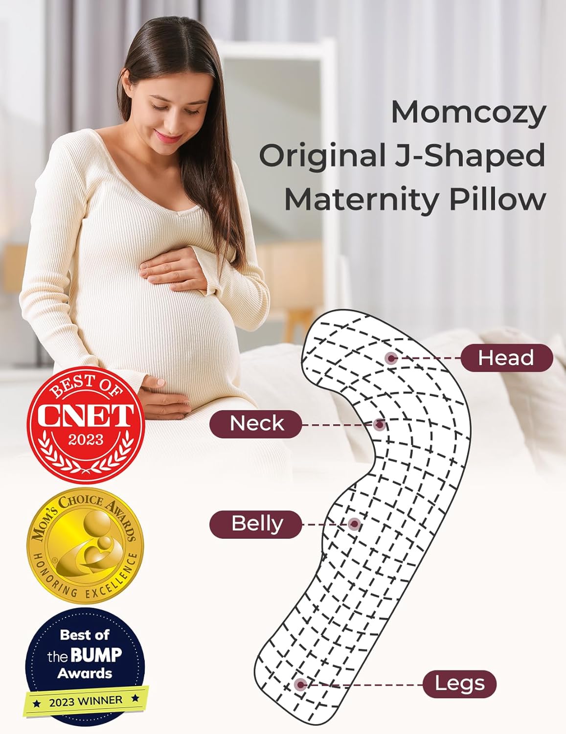 Momcozy Pregnancy Pillow for Side Sleepers Blue
