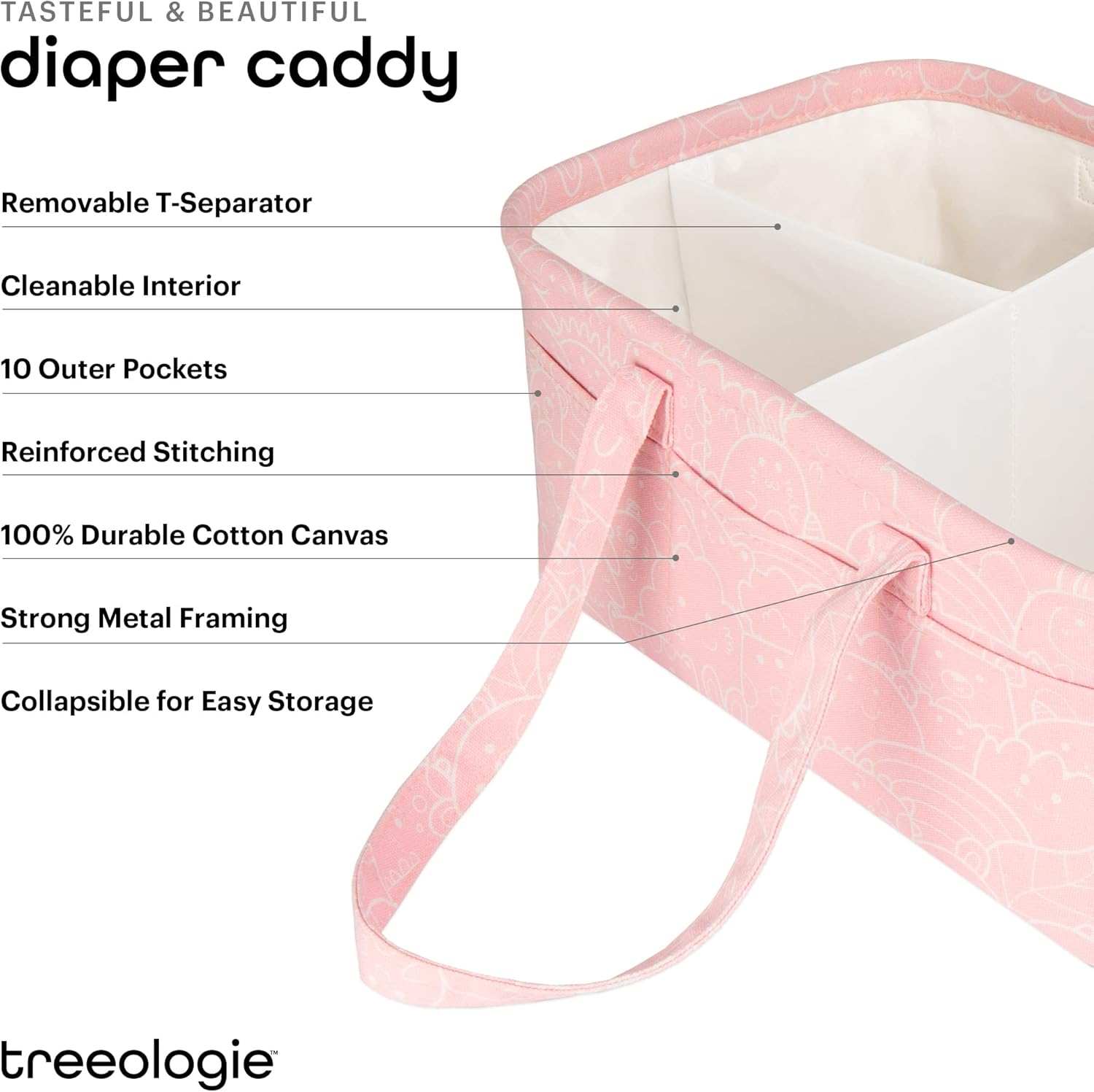 Treeologie Baby Diaper Caddy Organizer Basket - Pink