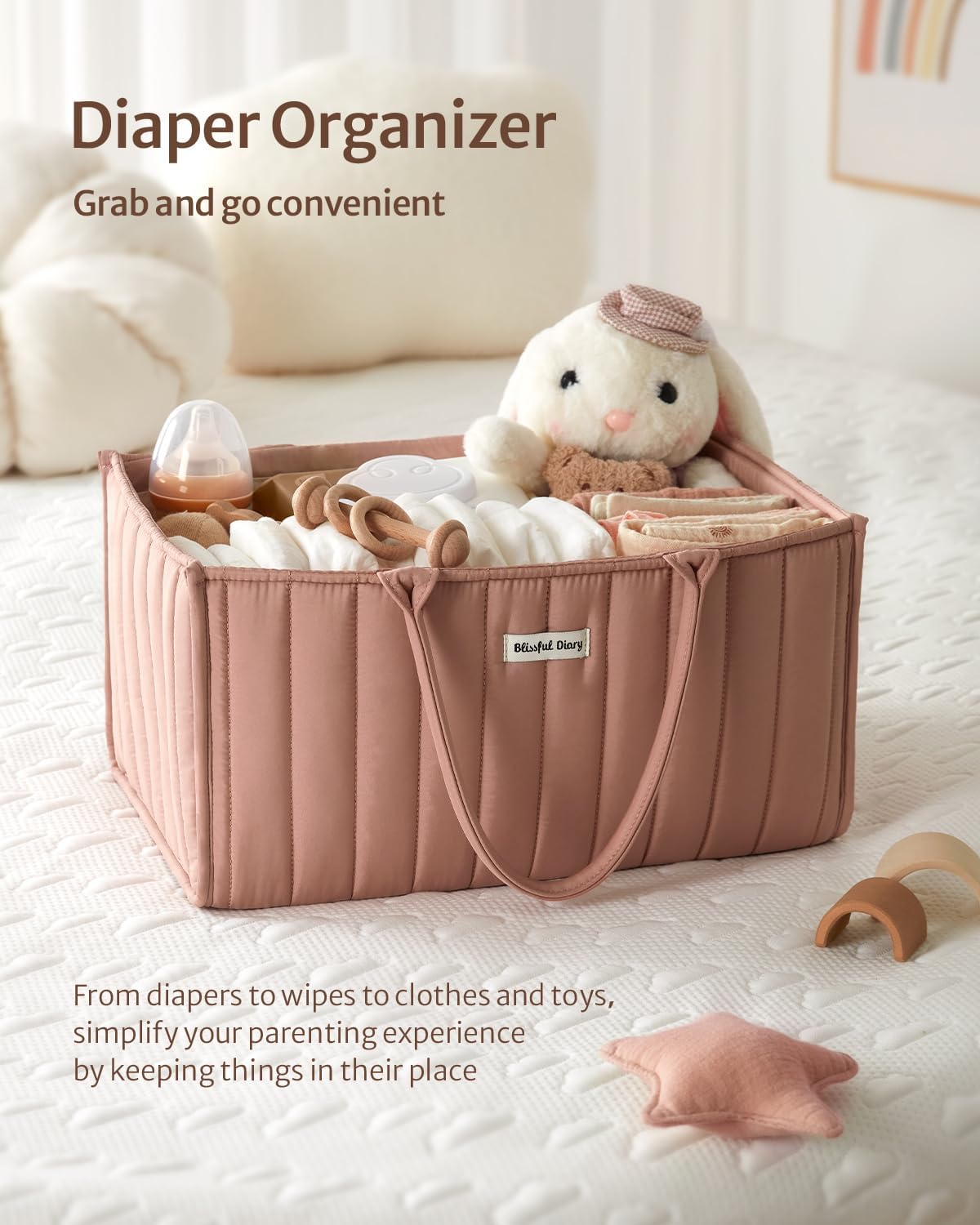 Roomy Diaper Caddy Bundle in Earthy Rainbow Blush Pink