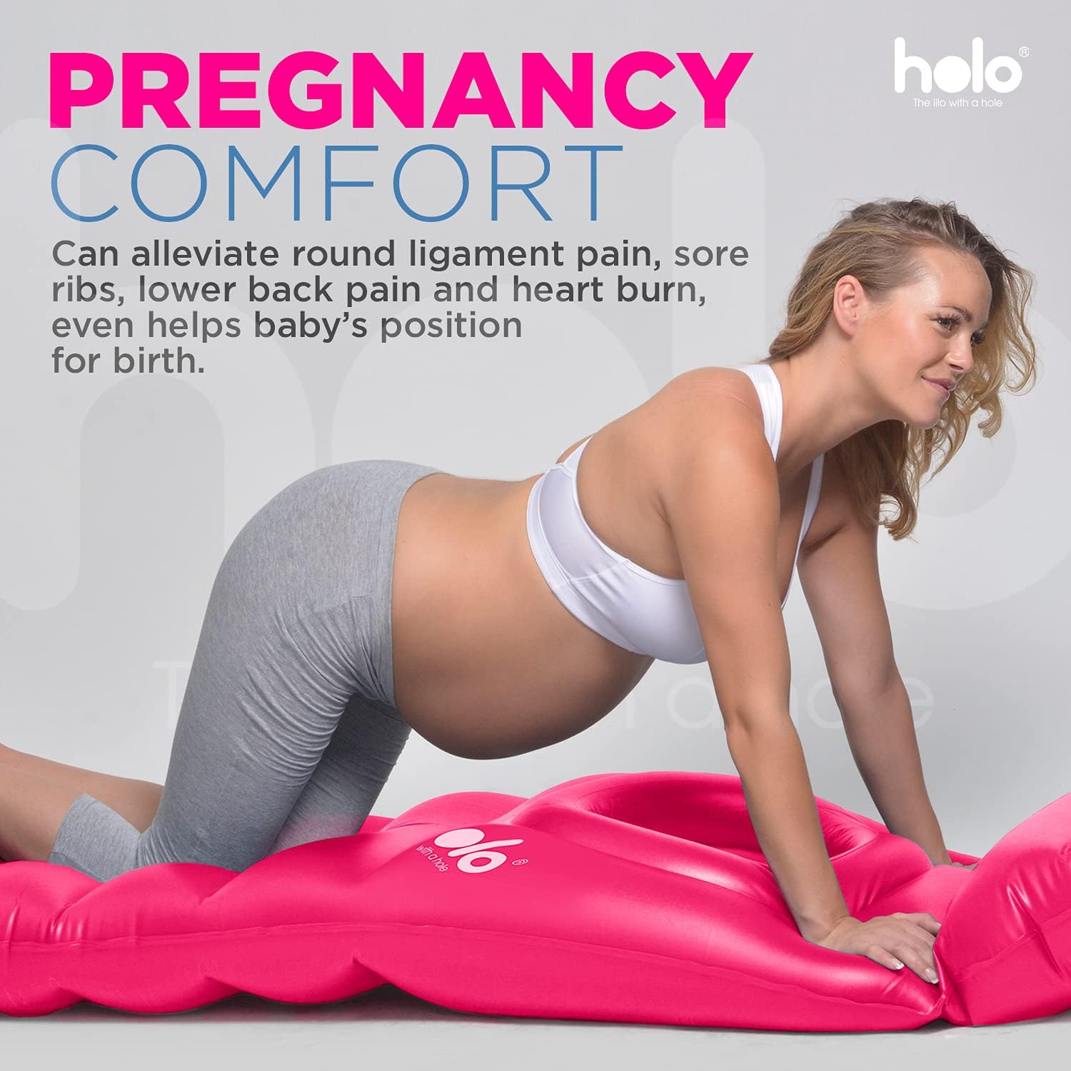 HOLO Original Inflatable Pregnancy Pillow - Full Body Support Pink