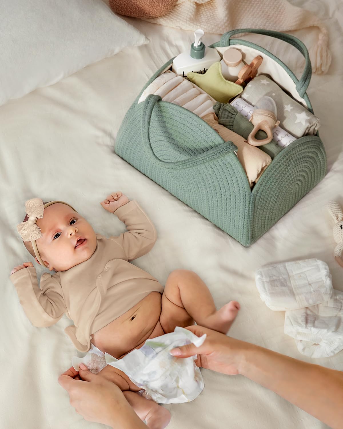 Blissful Diary Baby Diaper Caddy Organizer Basket