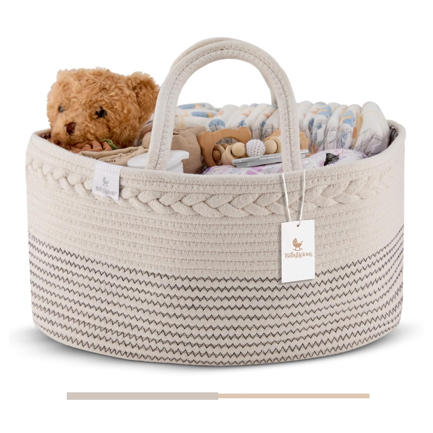Babylicious Diaper Caddy Organizer with Cotton Rope - Large Newborn Storage