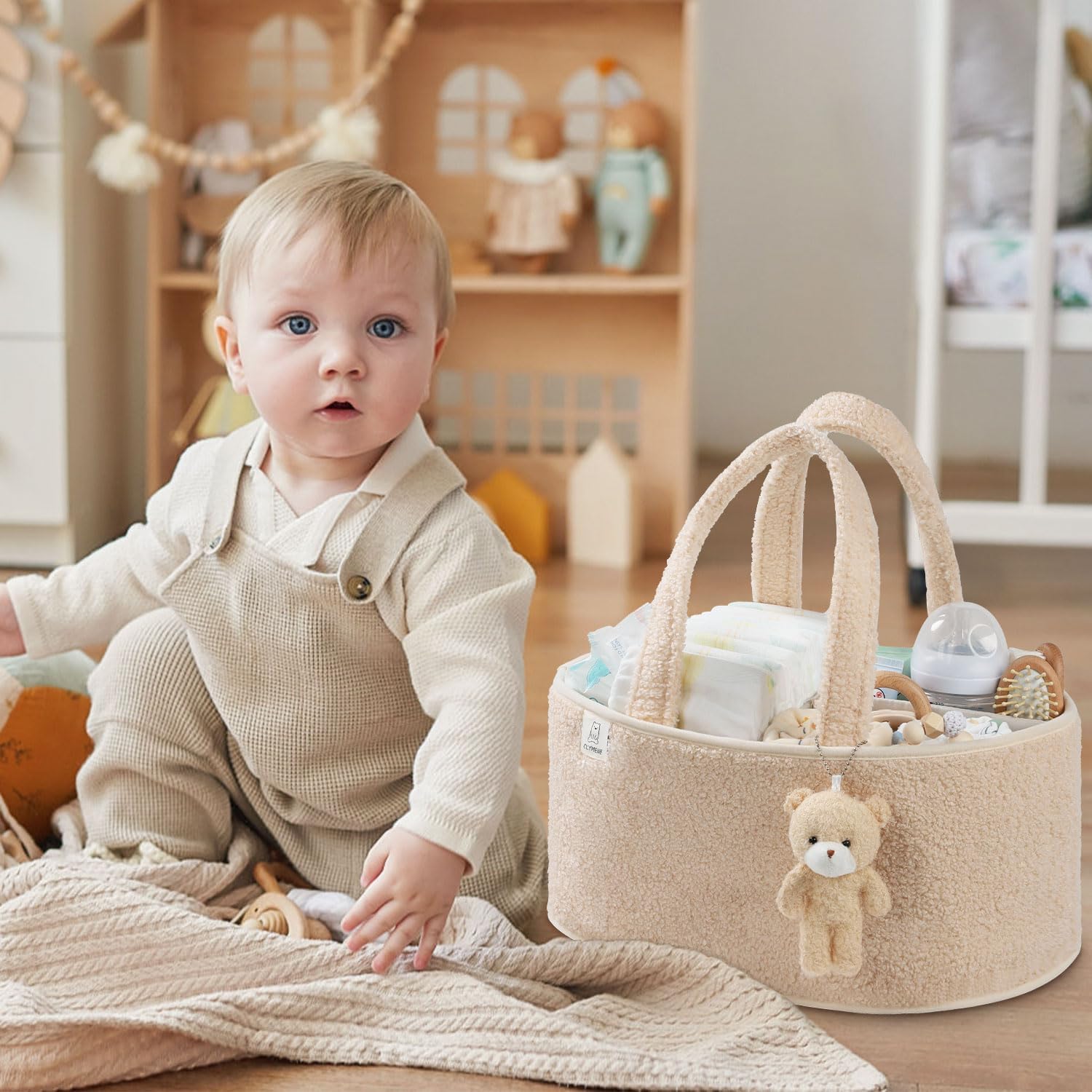 CLYMENE Baby Diaper Caddy Organizer - Ivory 1