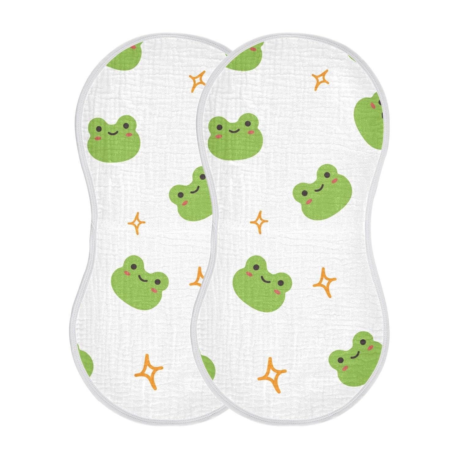 WELLDAY Muslin Burp Cloth Set of 1 Soft Absorbent Cute Frog