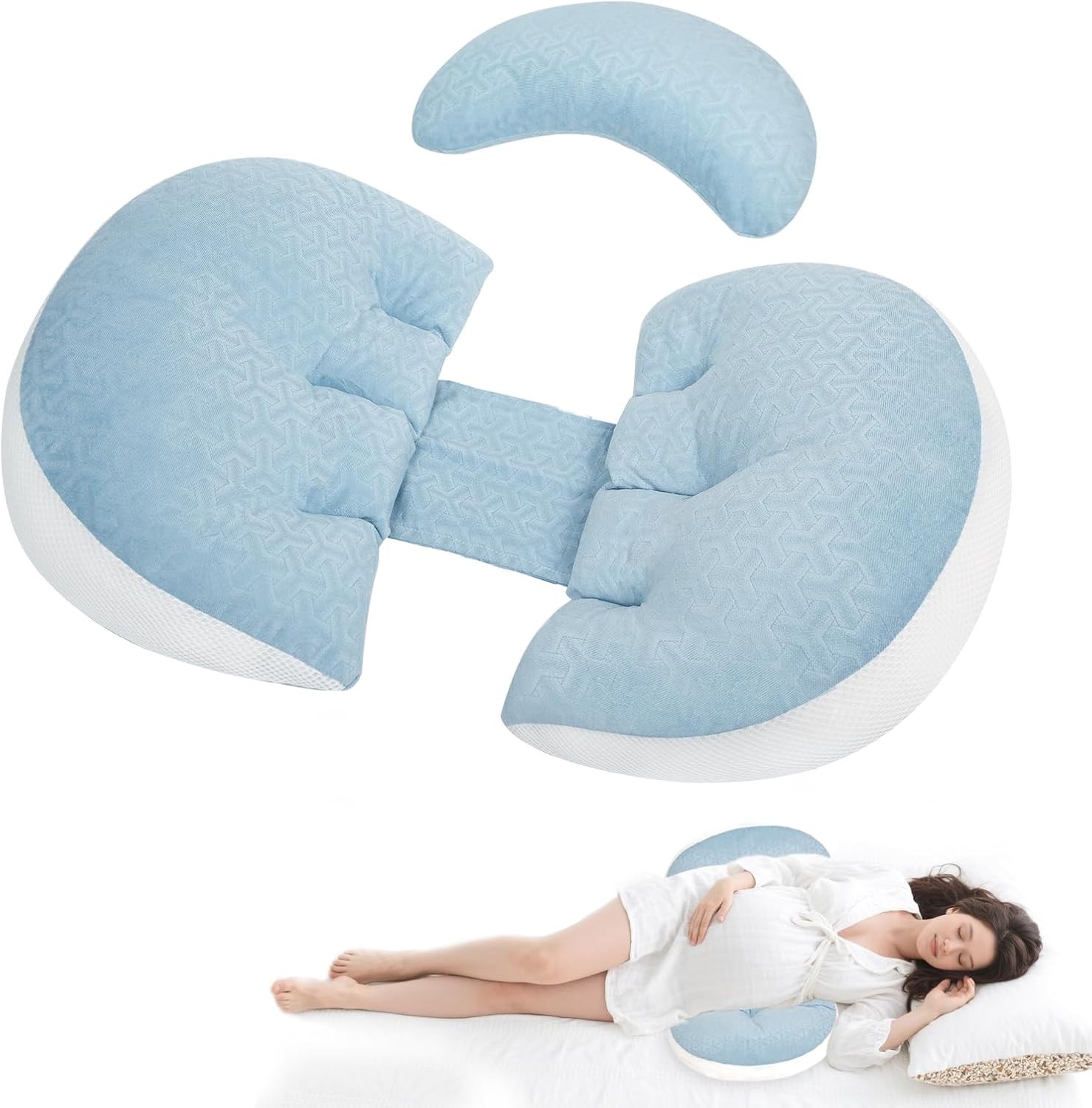 Mooppom Pregnancy Pillow with Adjustable Strap and 30-Degree Slope Design