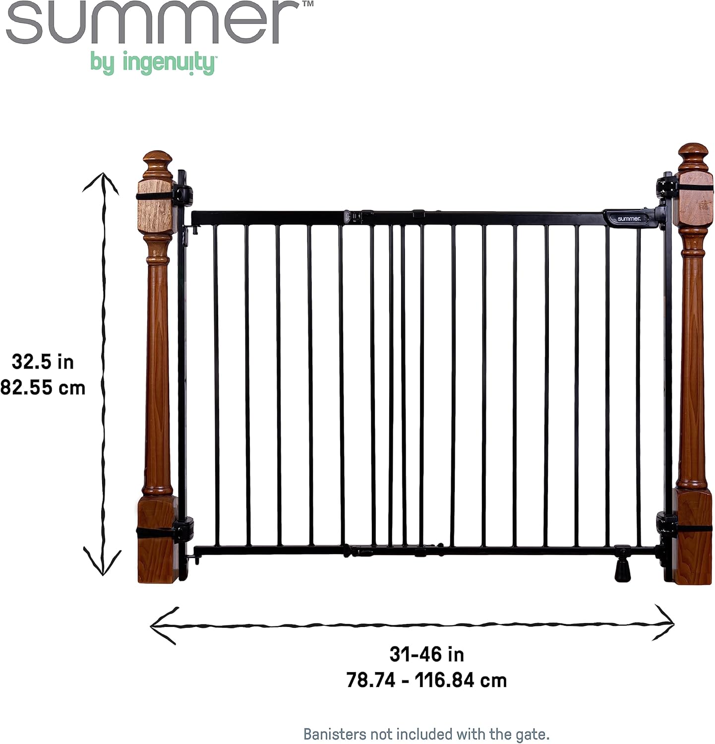 Summer Infant Metal Banister Stair Safety Gate 31-46 Wide 325 Tall Black