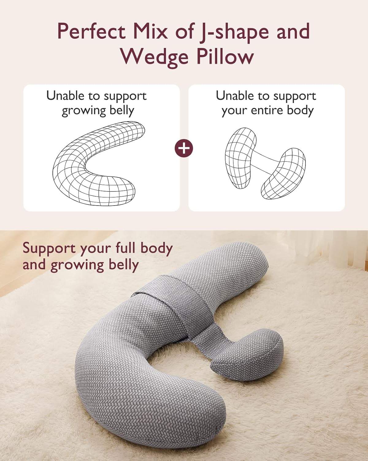 Momcozy Pregnancy Pillow with Air Layer Cover Grey