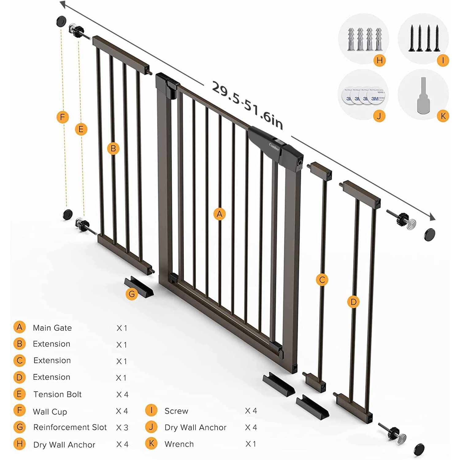 Cumbor Extra Wide Baby Gate for Doorways and Stairs