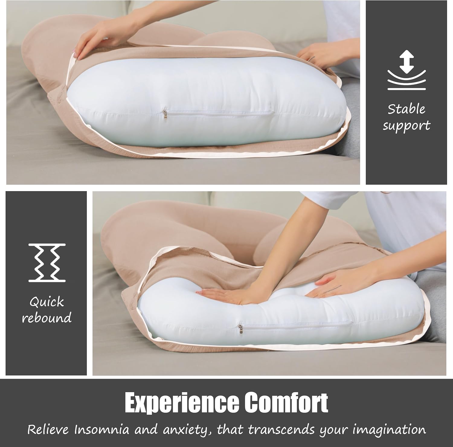 HIPHOP PANDA Muslin Pregnancy Pillow - U Shaped Full Body Support