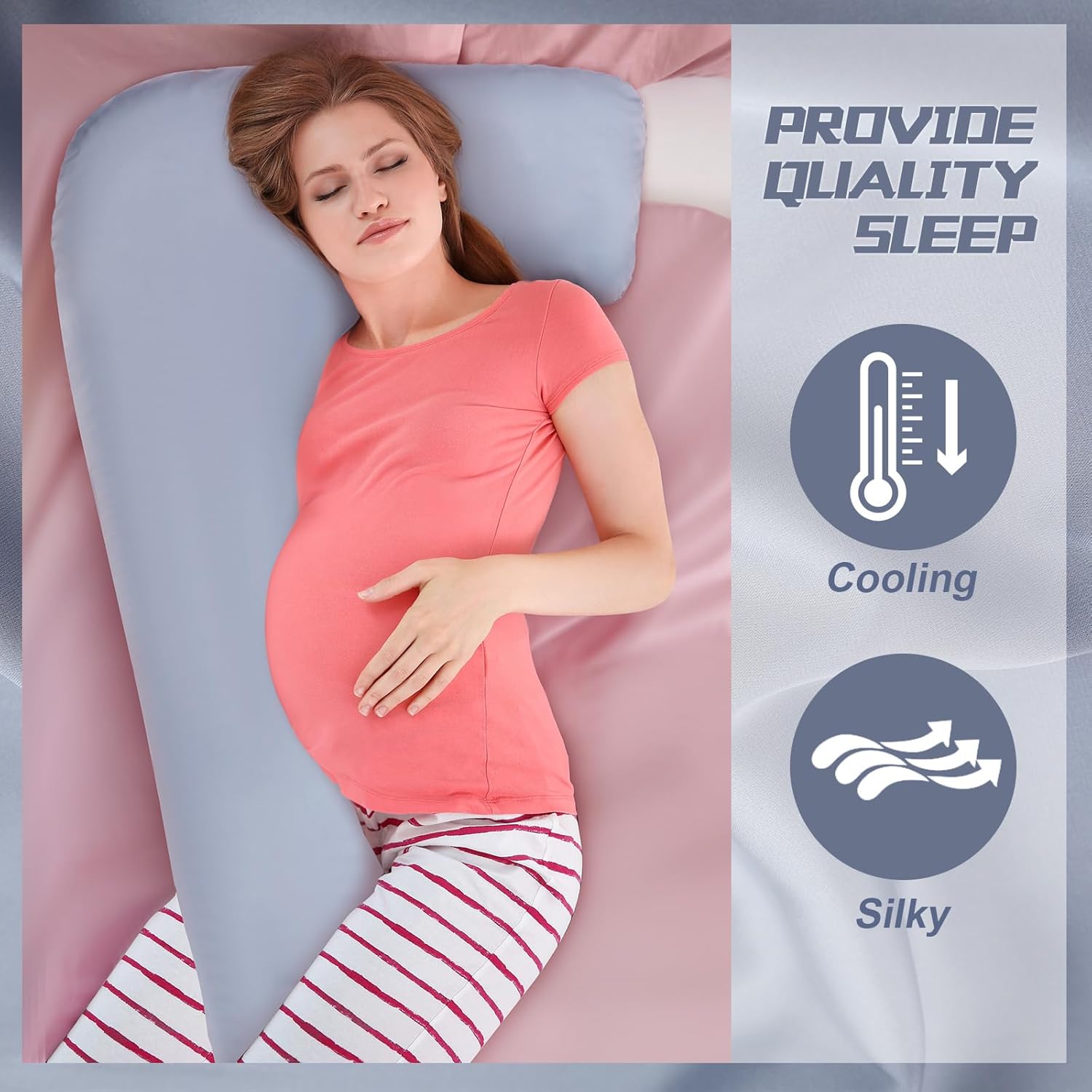 Windkream Silky Satin Maternity Pillow Cover