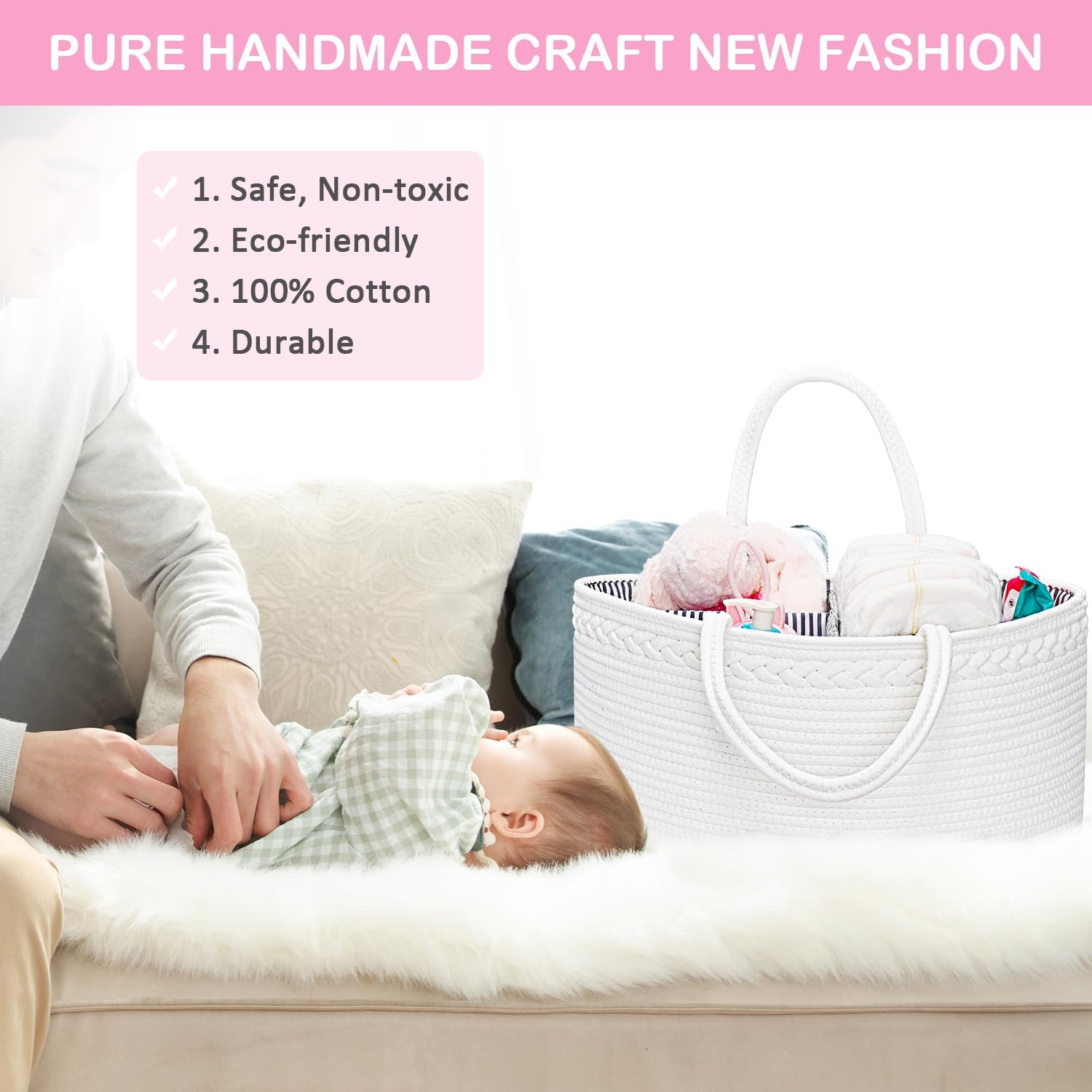 ABenkle X-Large Diaper Caddy Organizer with Removable Dividers