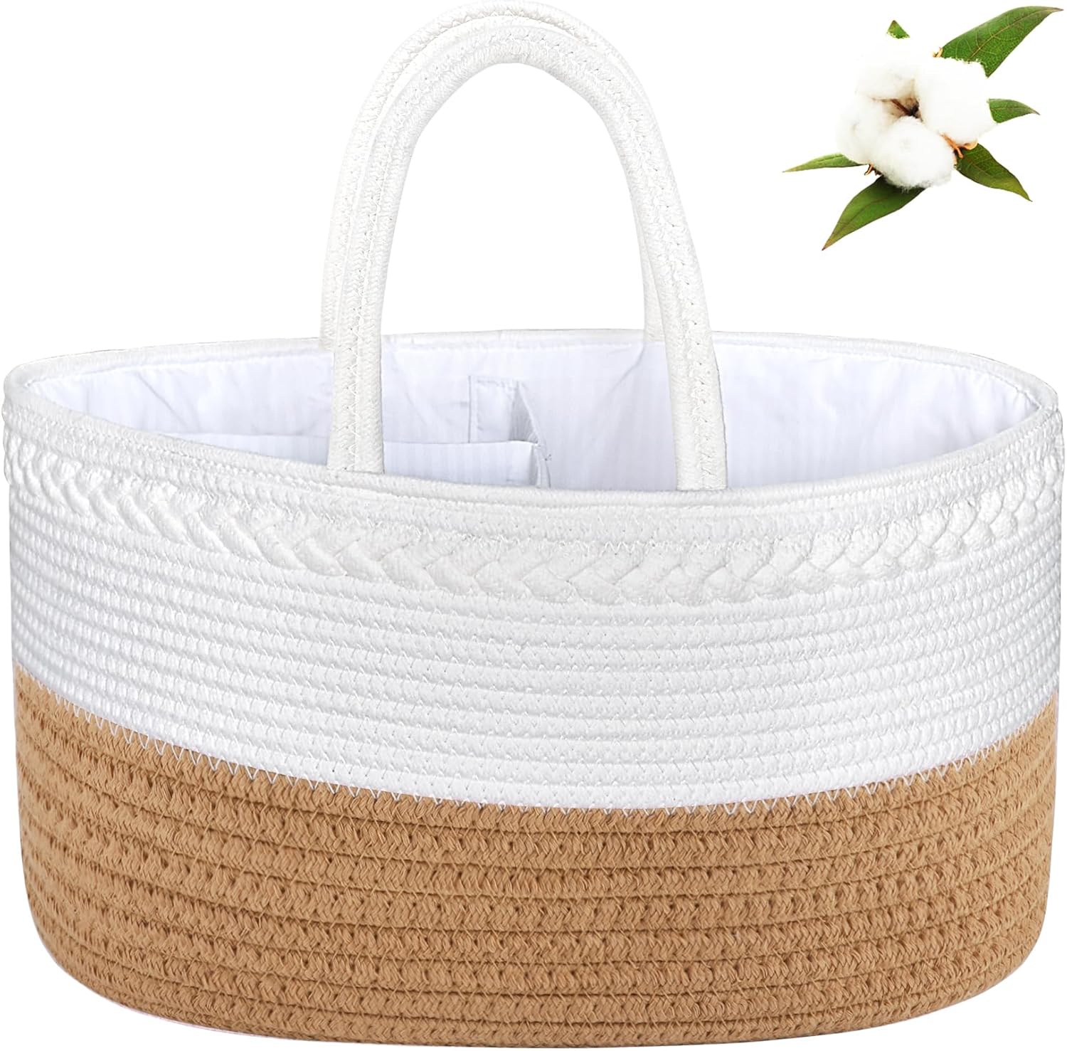ABenkle X-Large Diaper Caddy Organizer Boho Rustic Cotton Basket