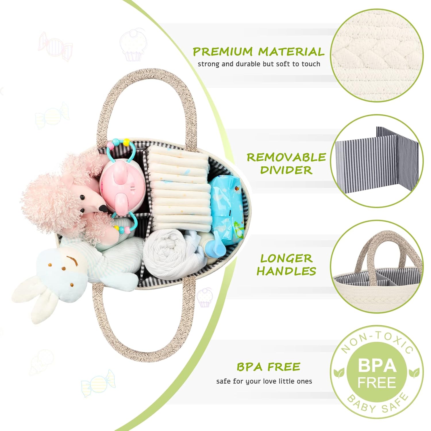 Maliton XXLarge Diaper Caddy Organizer Basket