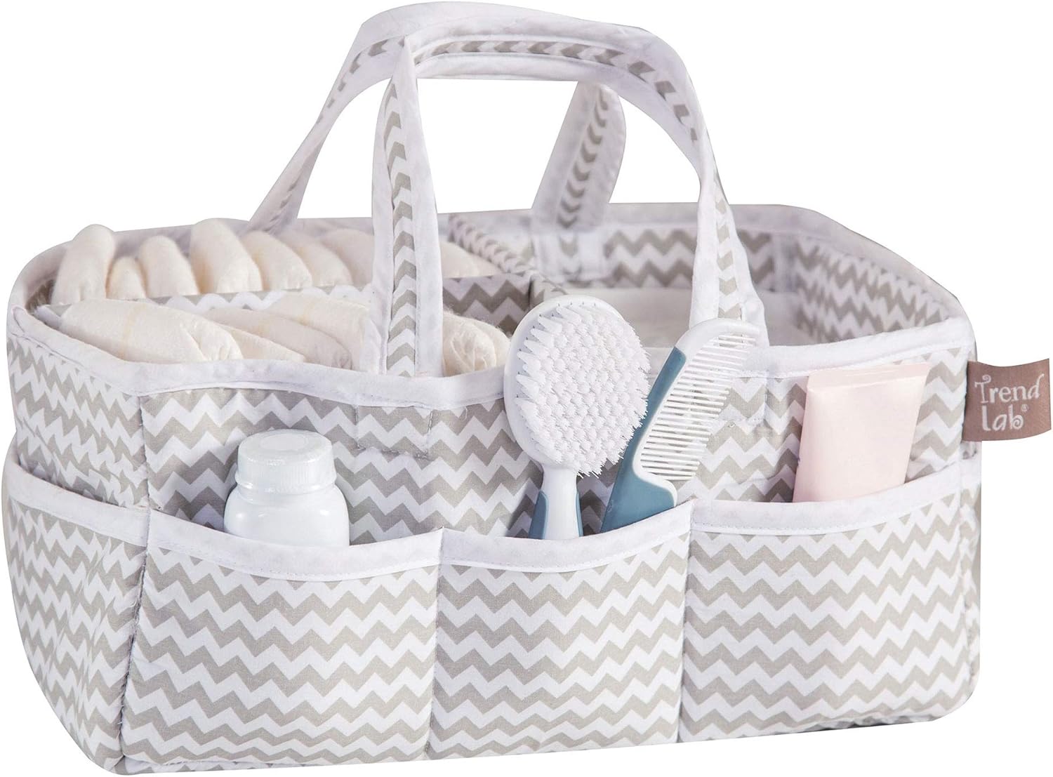 Dove Gray Chevron Storage Caddy Organizer - 12x6x8 inches