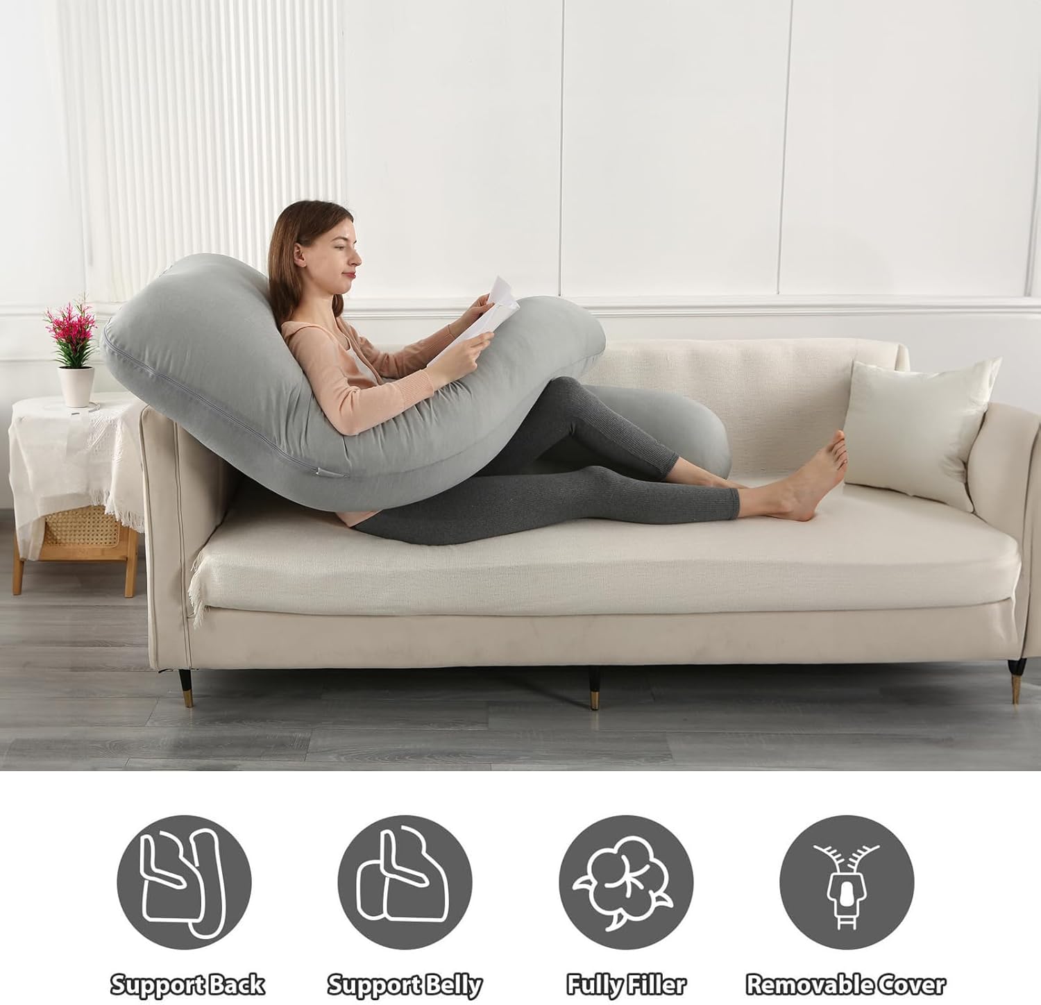 BATTOP Pregnancy Pillow with Cooling Cover 1