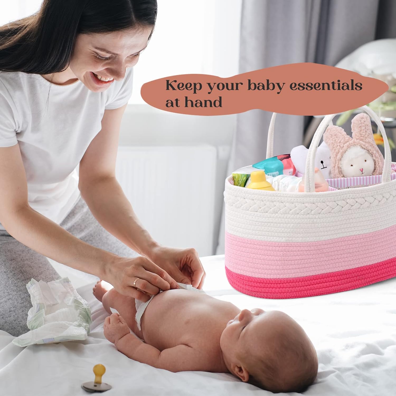 Baby Diaper Caddy Organizer - Pink