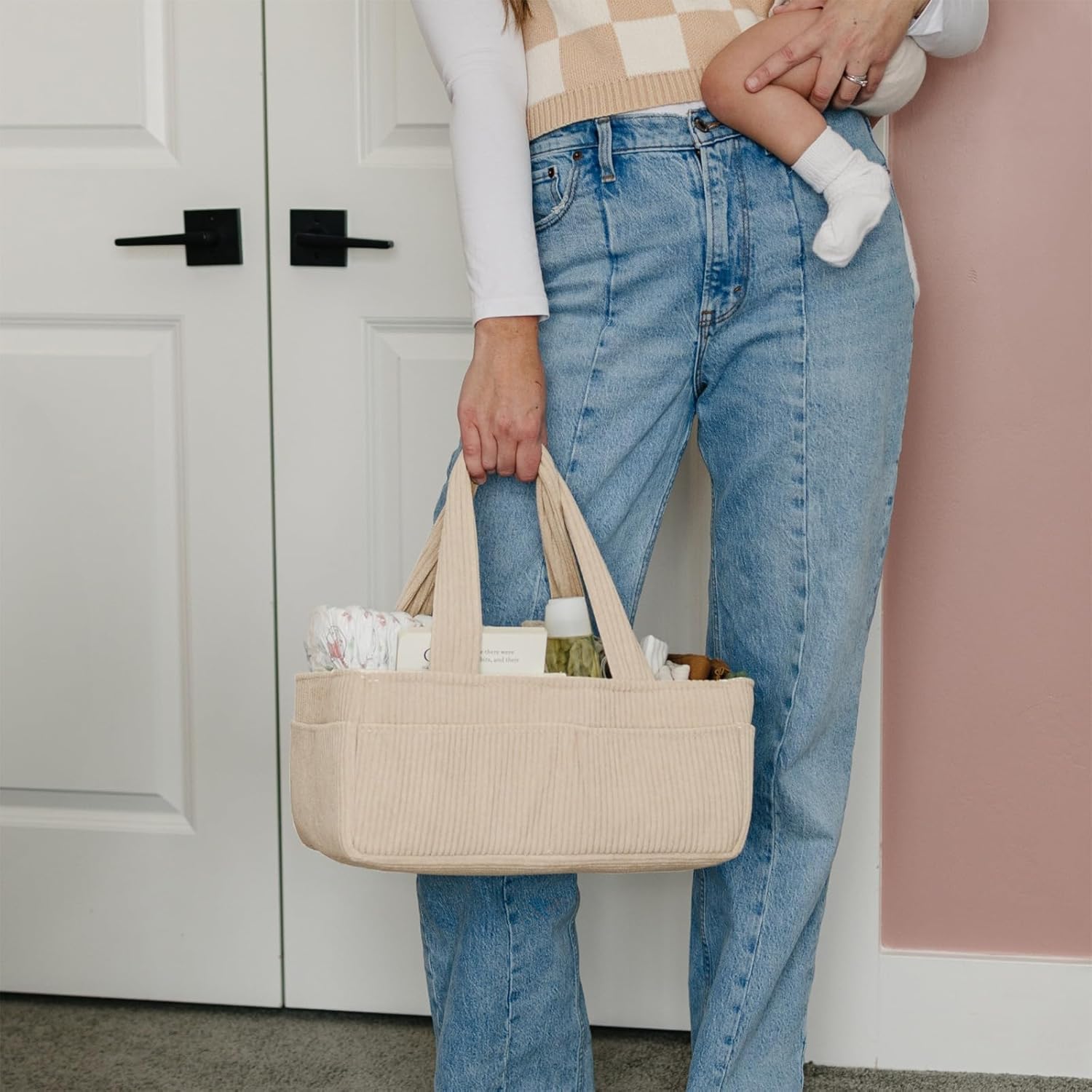 PUTSKA Baby Diaper Caddy Organizer with Carry Handles