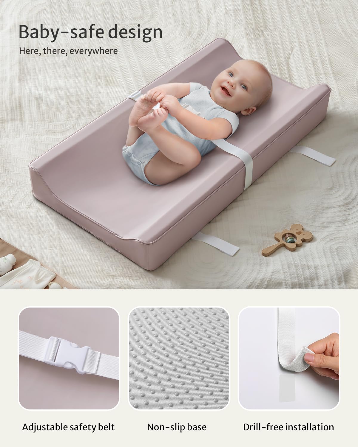 Blissful Diary Vegan Leather Changing Pad and Diaper Caddy Organizer Bundle