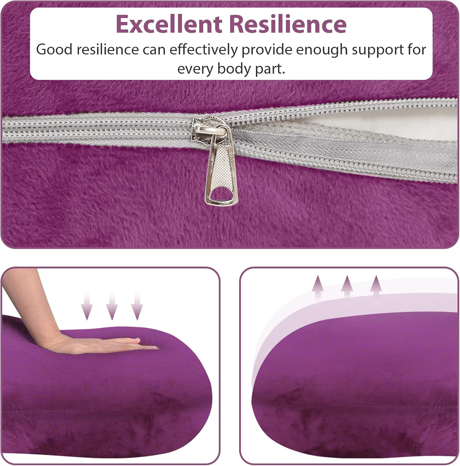 BATTOP Pregnancy Pillow with Dark Purple Cover 1