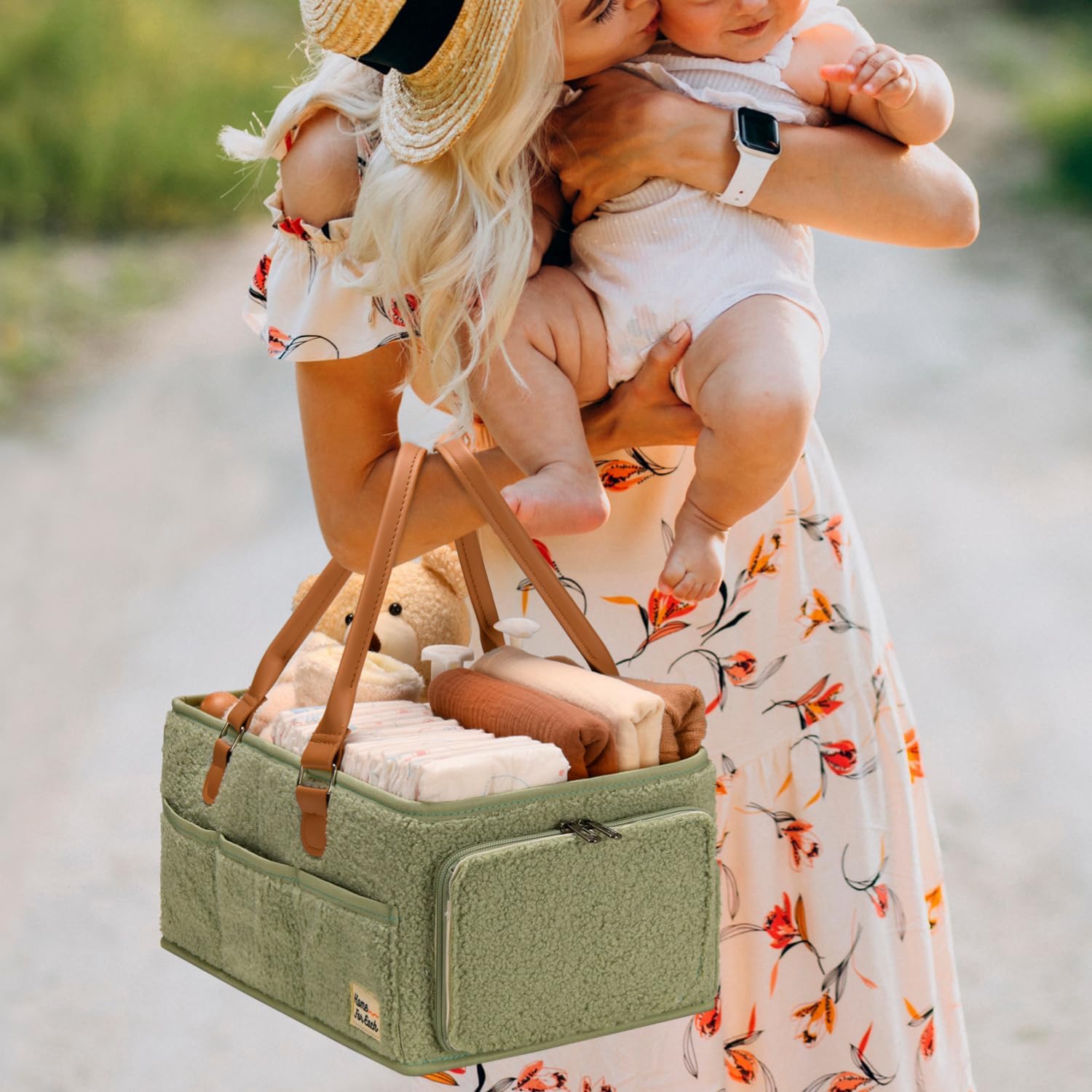 Baby Diaper Caddy Organizer with Handle and Storage