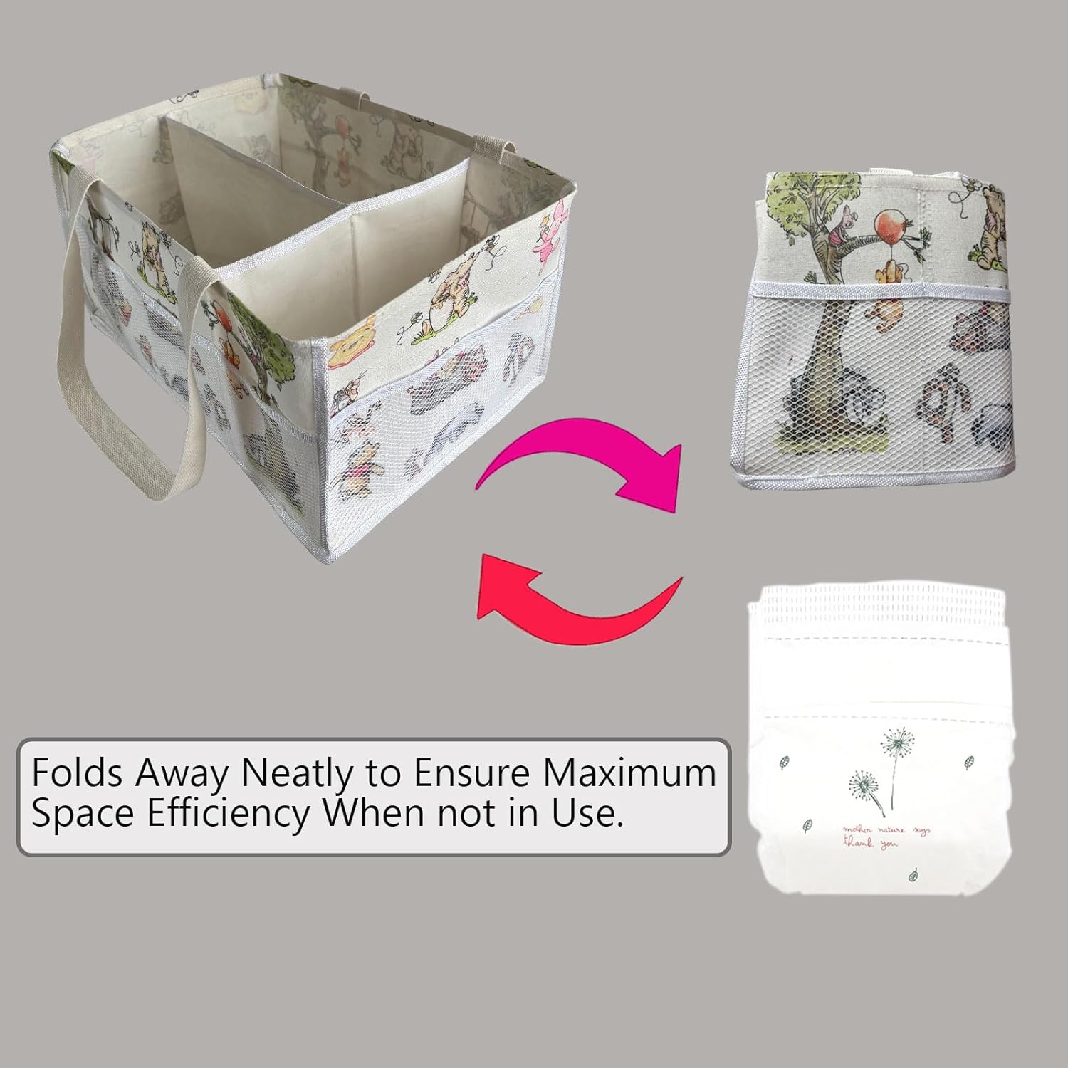 Extra Large Winnie Baby Diaper Caddy with Handles 1