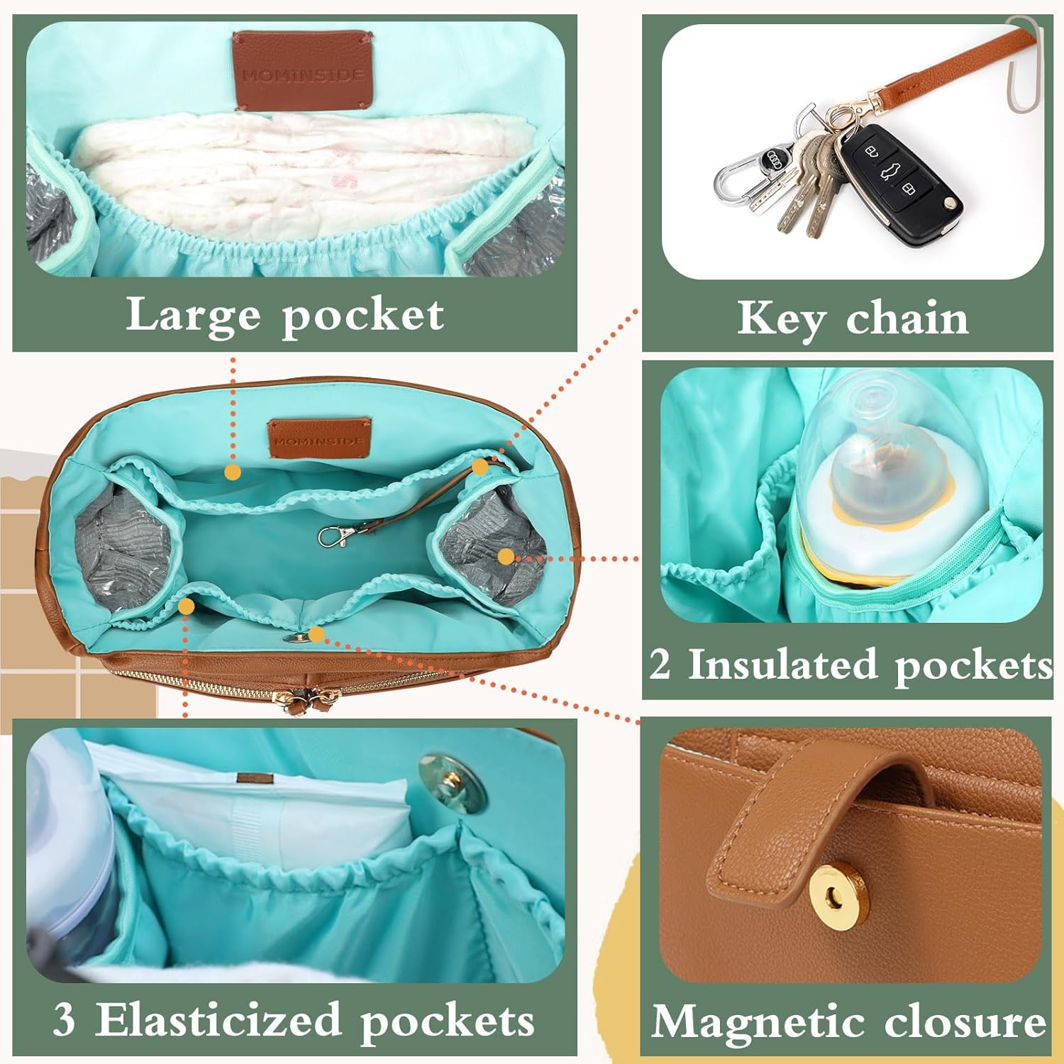MOMINSIDE Baby Diaper Caddy Organizer with Insulated Cup Holders