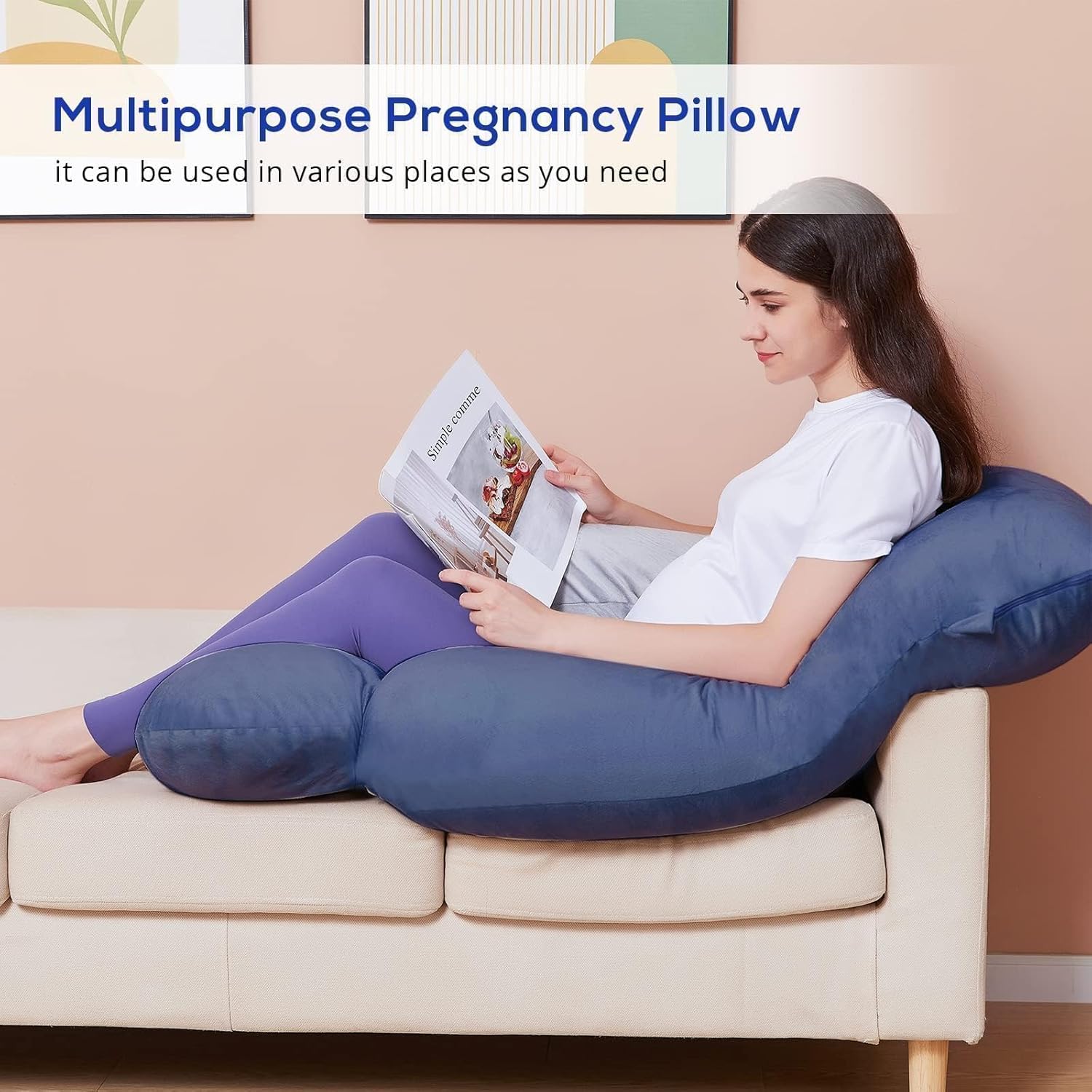 Sasttie Pregnancy Pillow - U Shaped Full Body Support Blue
