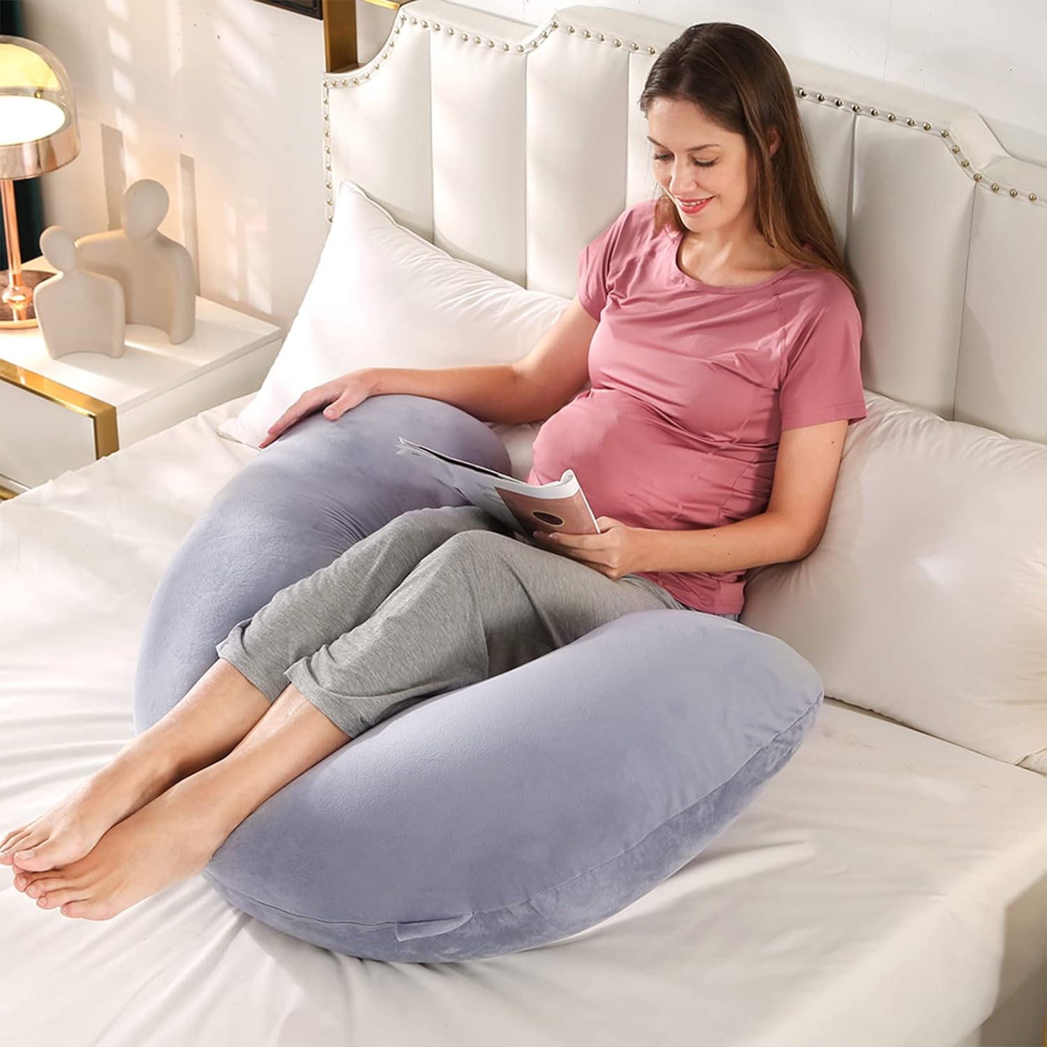 BATTOP Pregnancy Pillow with Cooling Washable Cover