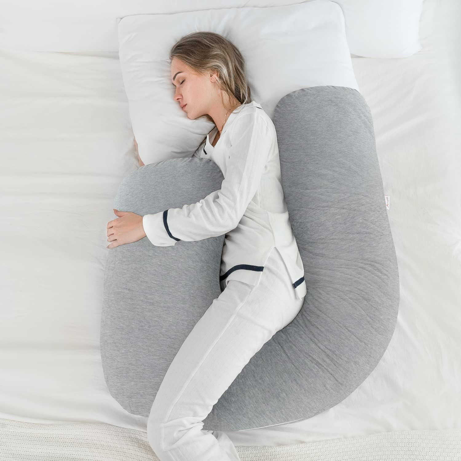 AngQi Body Pregnancy Pillow with Gray Jersey Cover 1