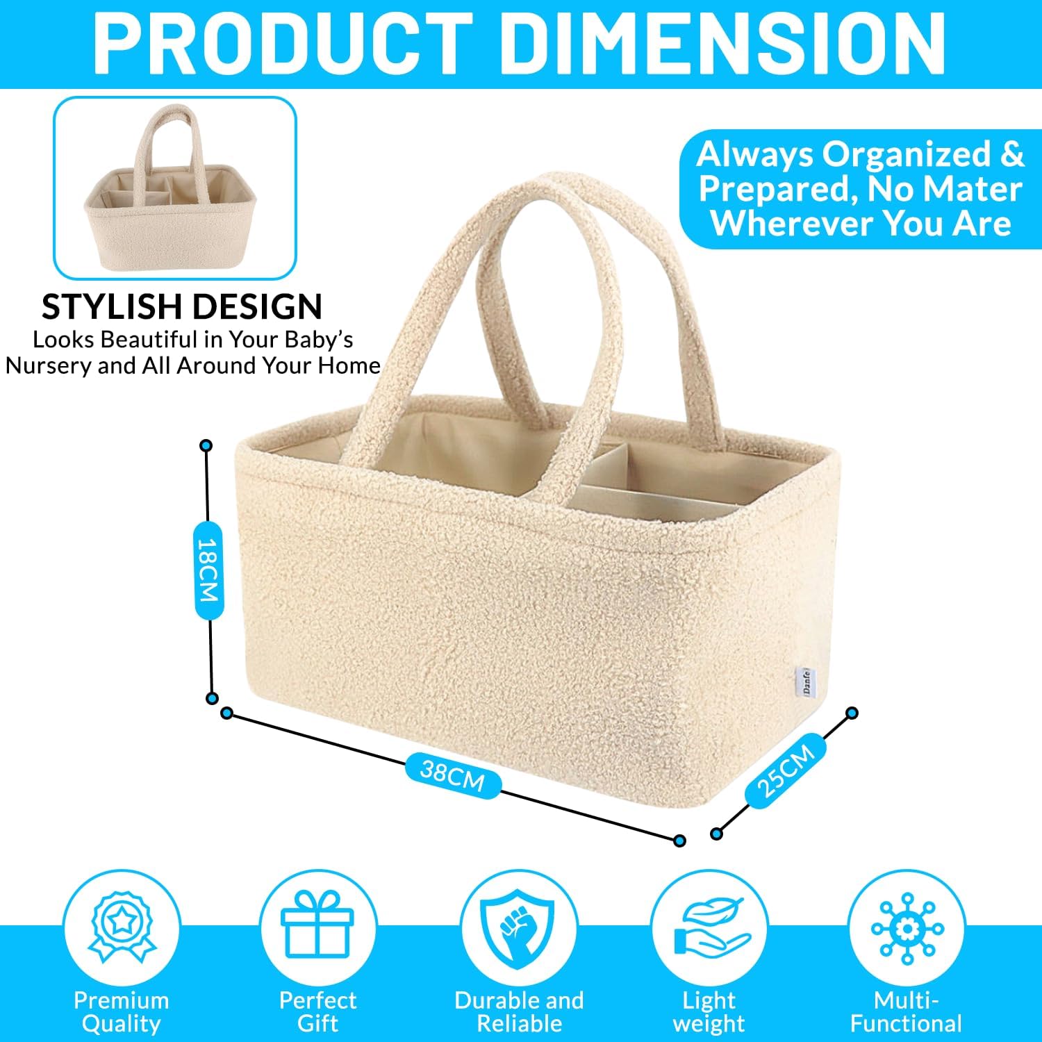 Danfe Baby Diaper Caddy Organizer Basket Storage Bag
