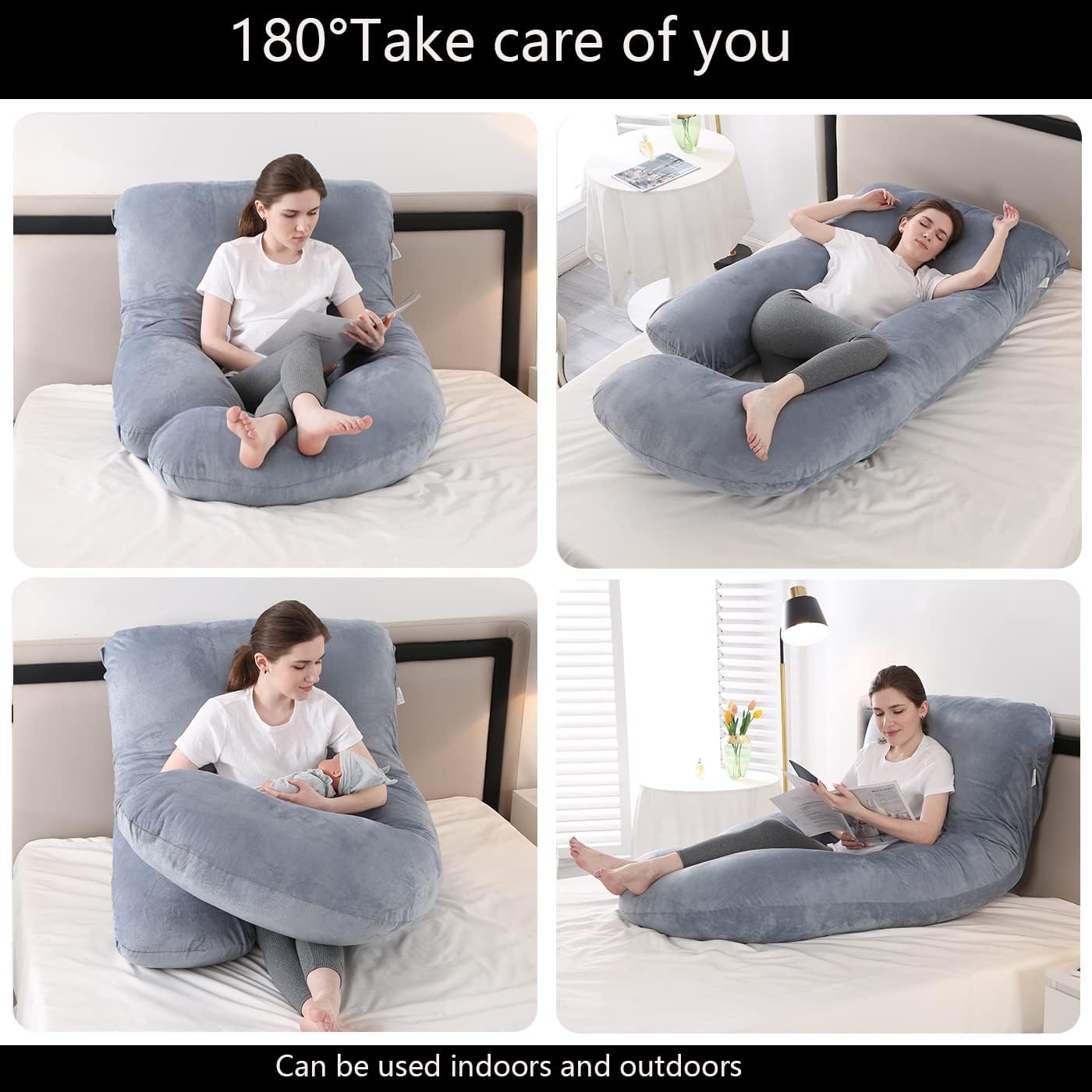 Jcickt C-Shaped Pregnancy Pillow with Velvet Cover