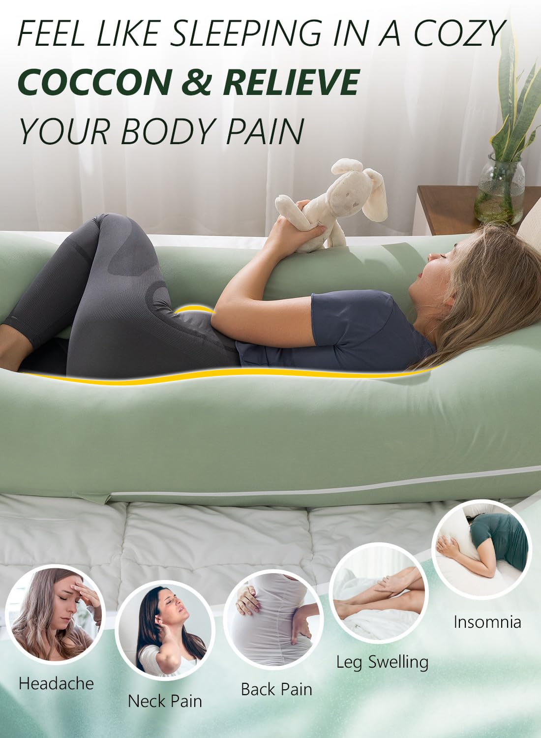 Meiz Pregnancy Pillow U Shaped Cooling Maternity Support