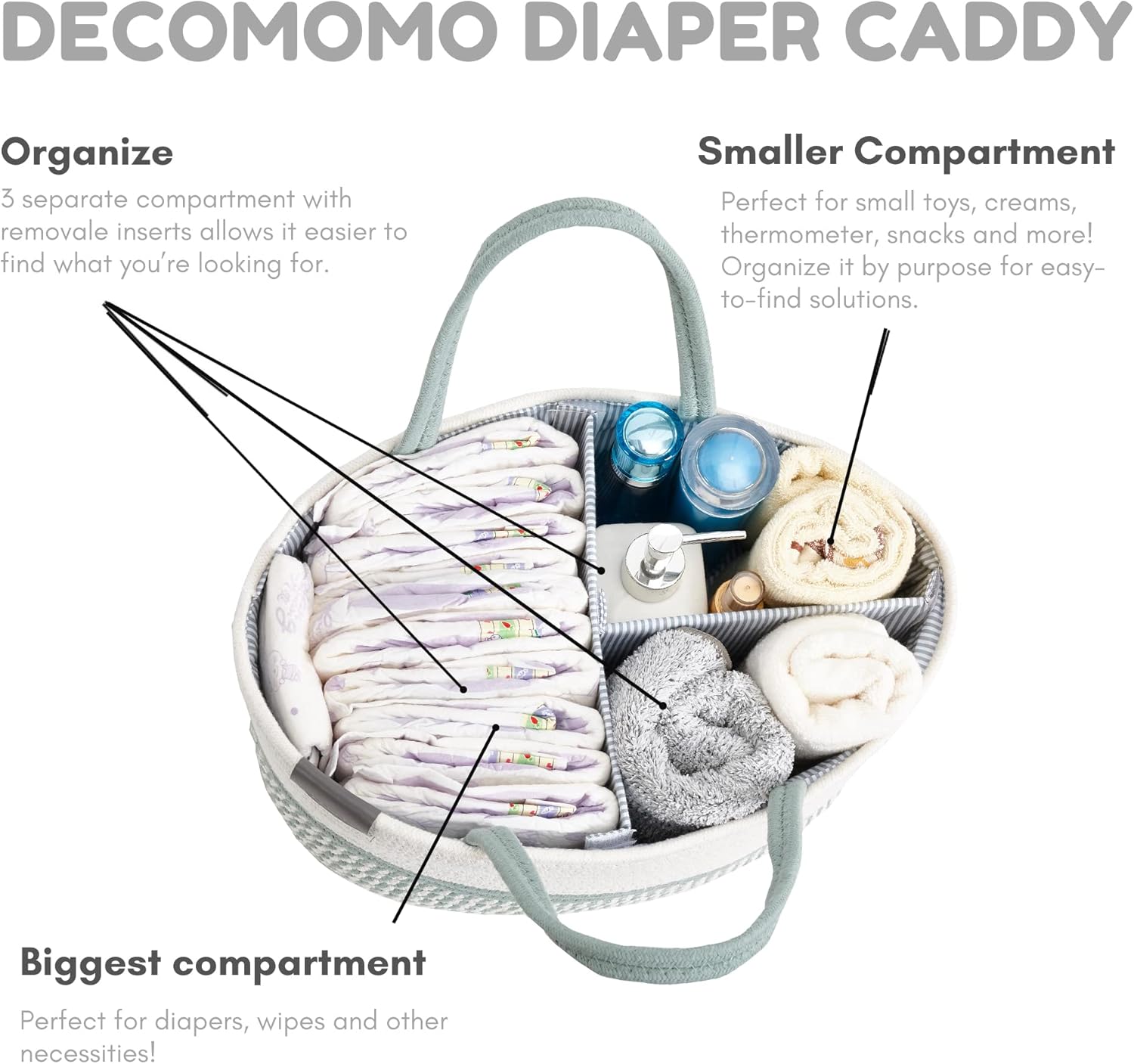 DECOMOMO Baby Caddy Organizer Large Sage Green White 1