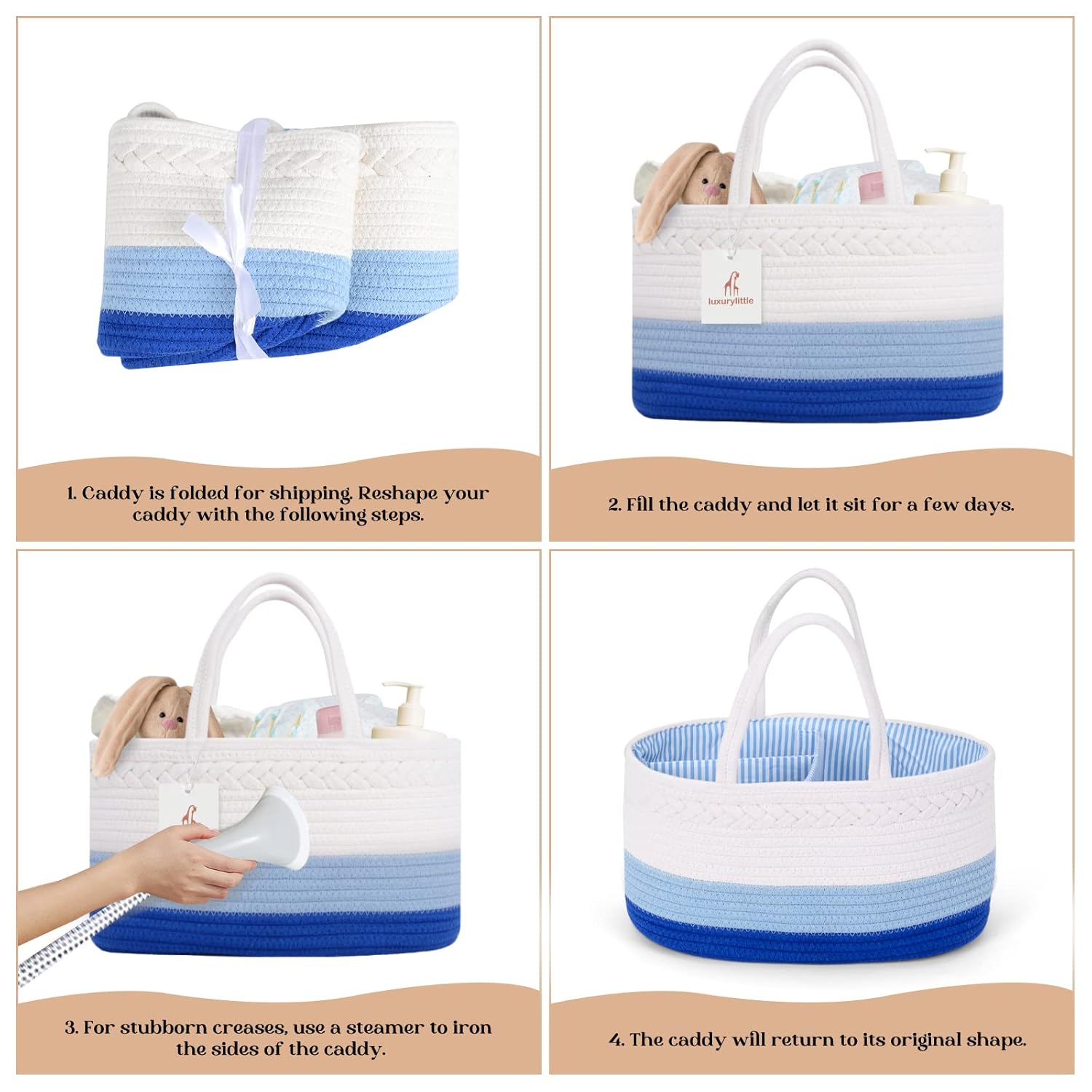 Luxury Little Baby Diaper Caddy Organizer - Blue 1