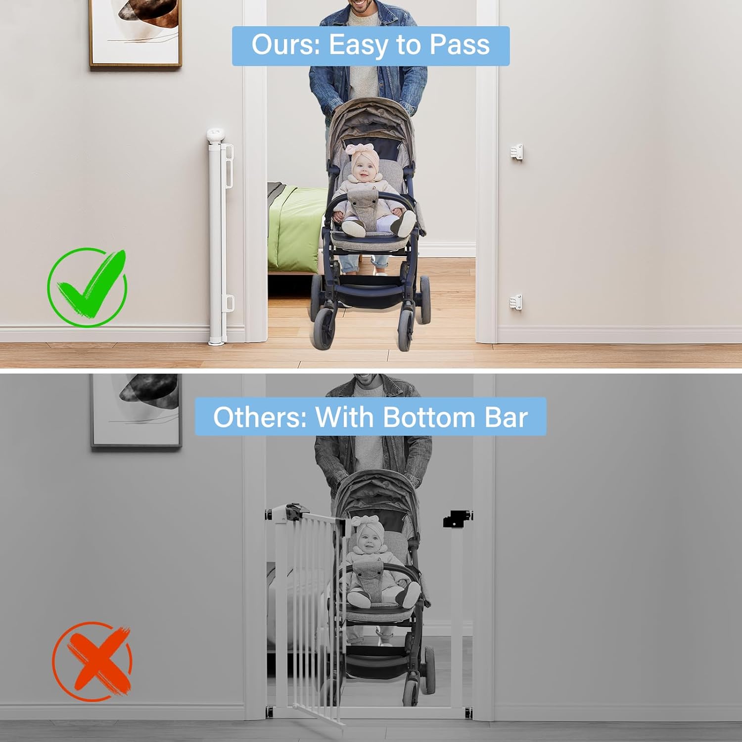 PRObebi Retractable Baby Pet Gate - 54 Wide 34 Tall