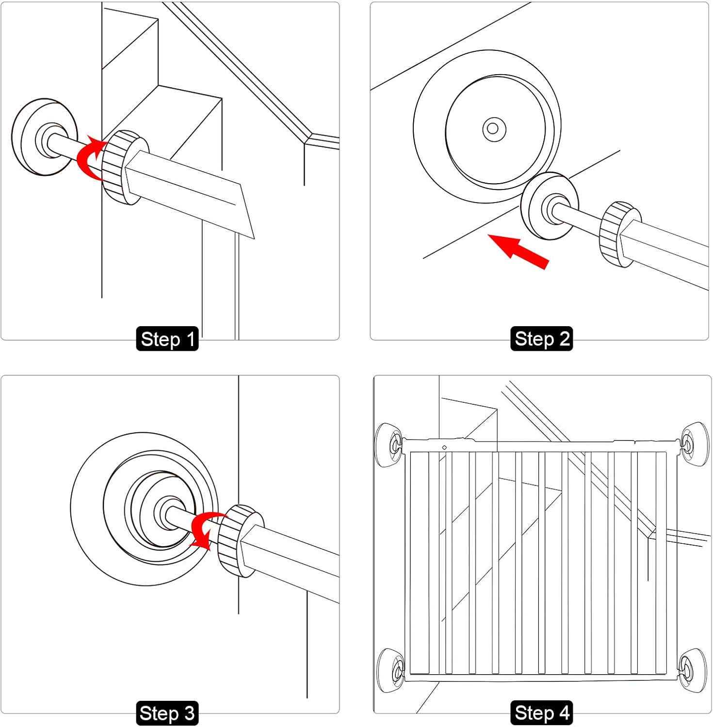 PAWOAH 4 Pack Wall Cups for Baby Gates Stair Safety Pet Gates