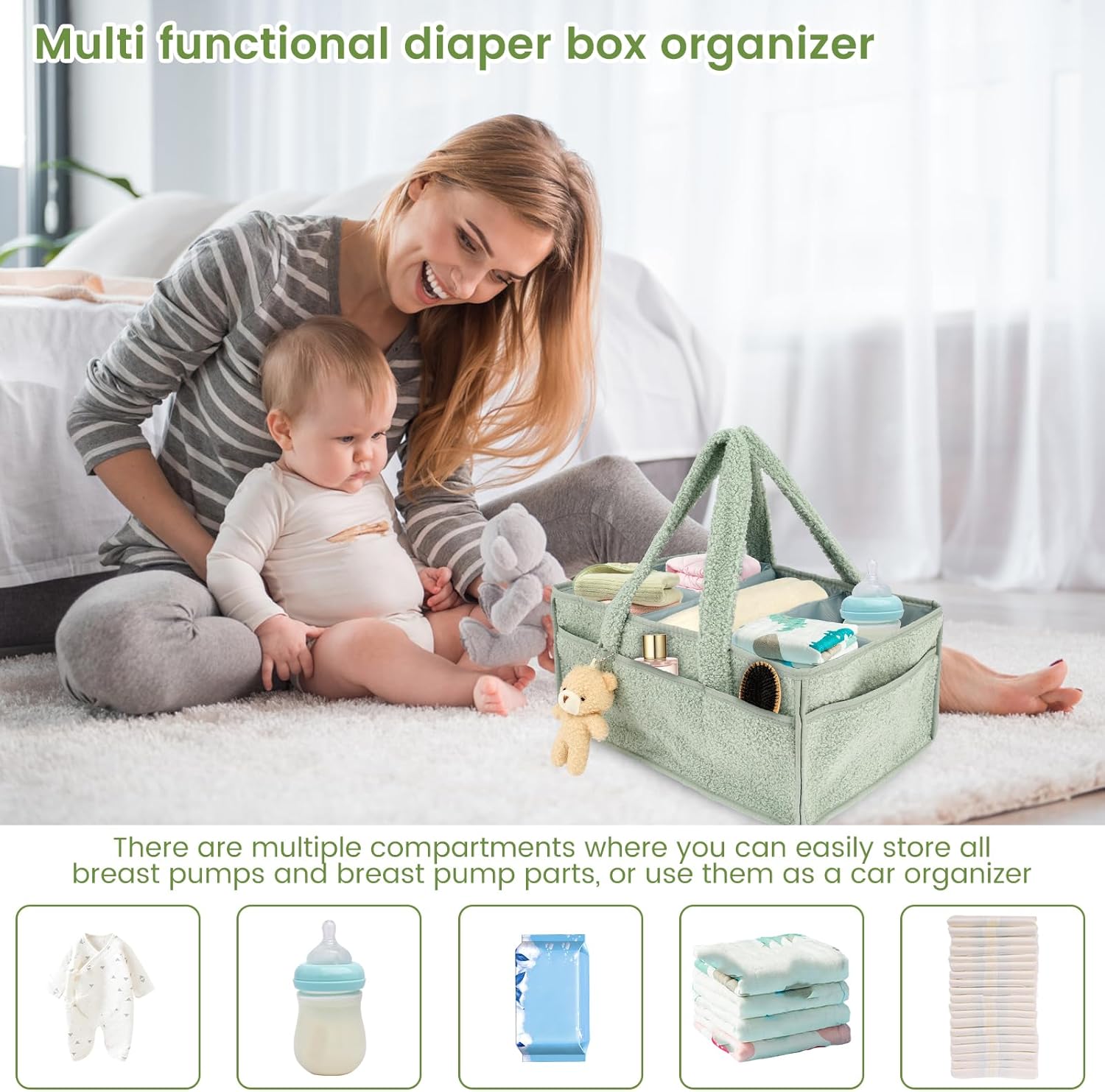 KTZCTPCA Baby Diaper Caddy Storage Basket