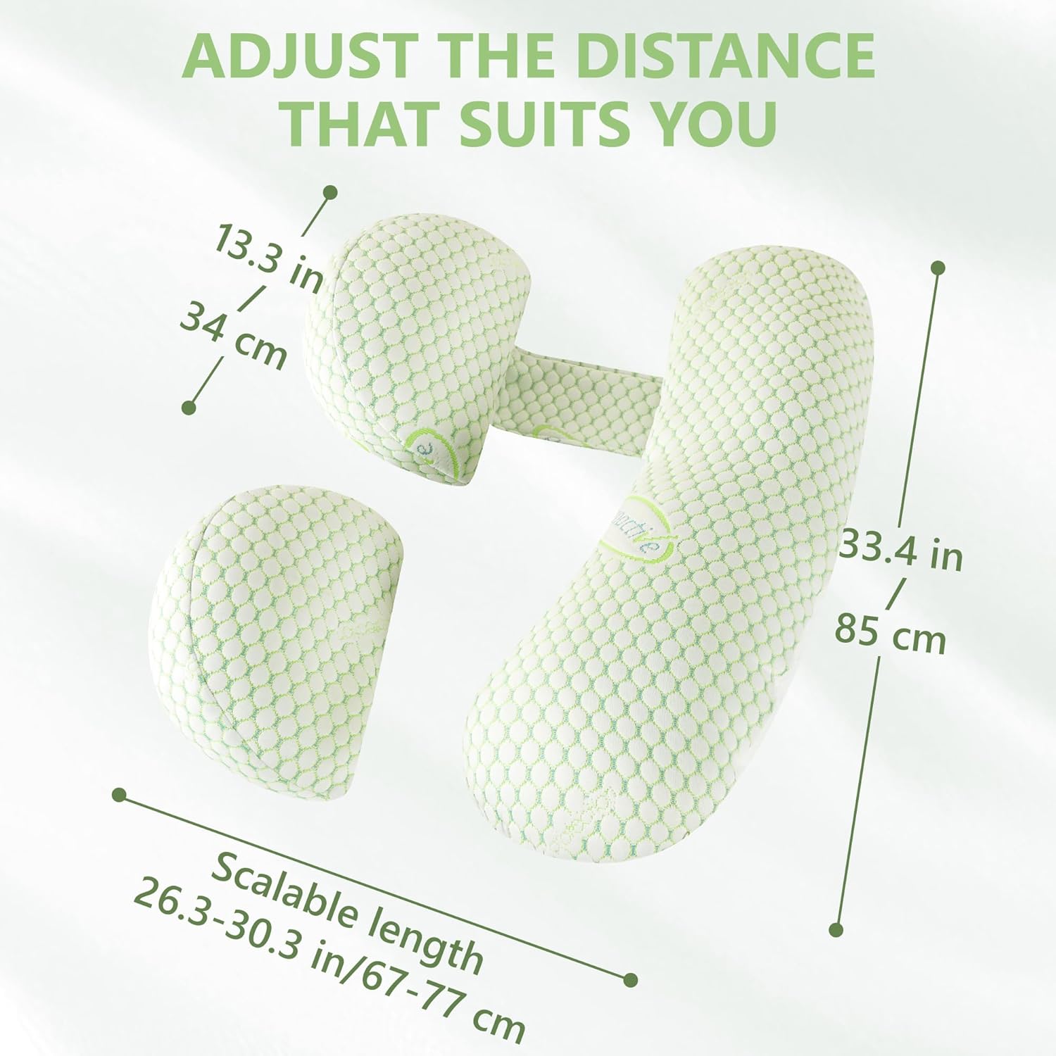 WQU Pregnancy Pillow with Adjustable Air Mesh Cover