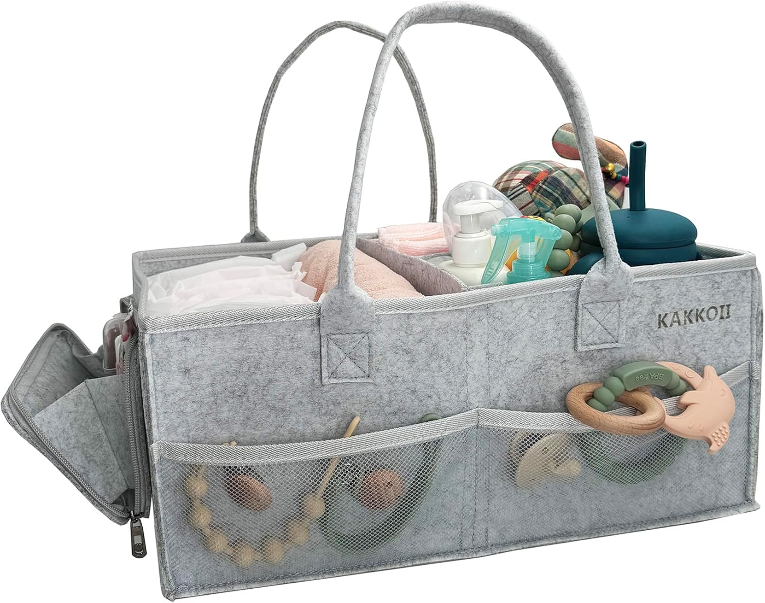 KAKKOII Baby Diaper Caddy with Handle and Pockets