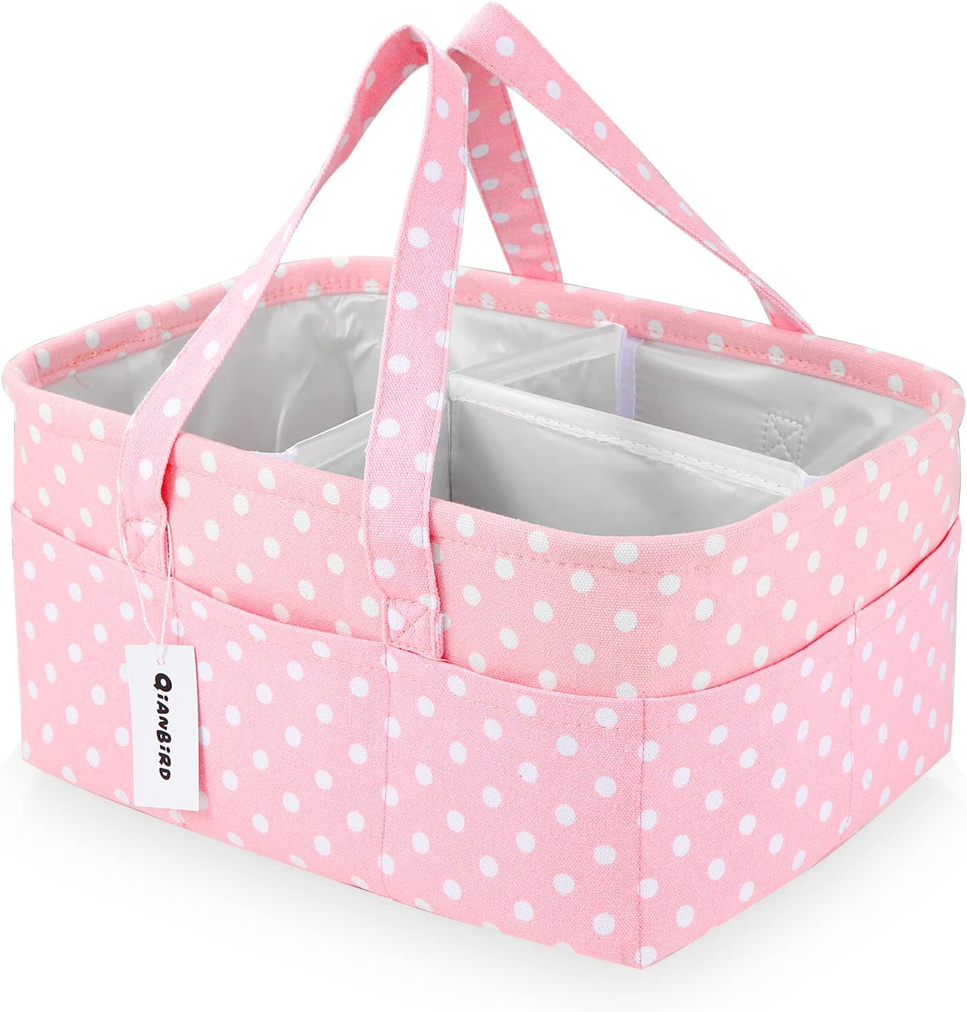 QiANBiRD Pink Diaper Caddy Organizer for Baby Girl