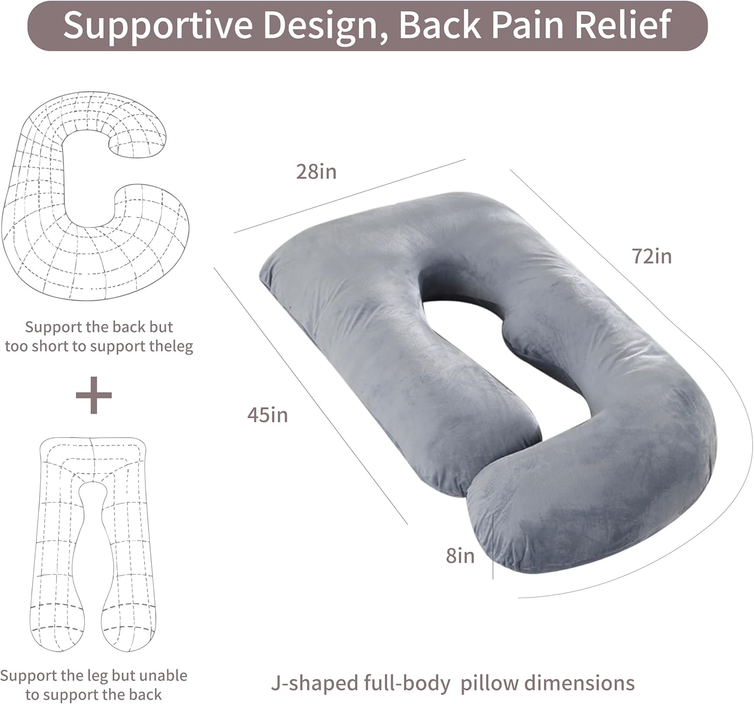 60 Inch Full Body Pregnancy Pillow with Cooling Washable Cover