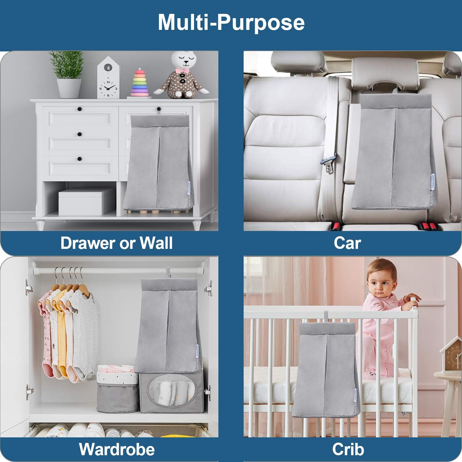 SPRINGSPIRIT Diaper Stacker Organizer Grey Pink