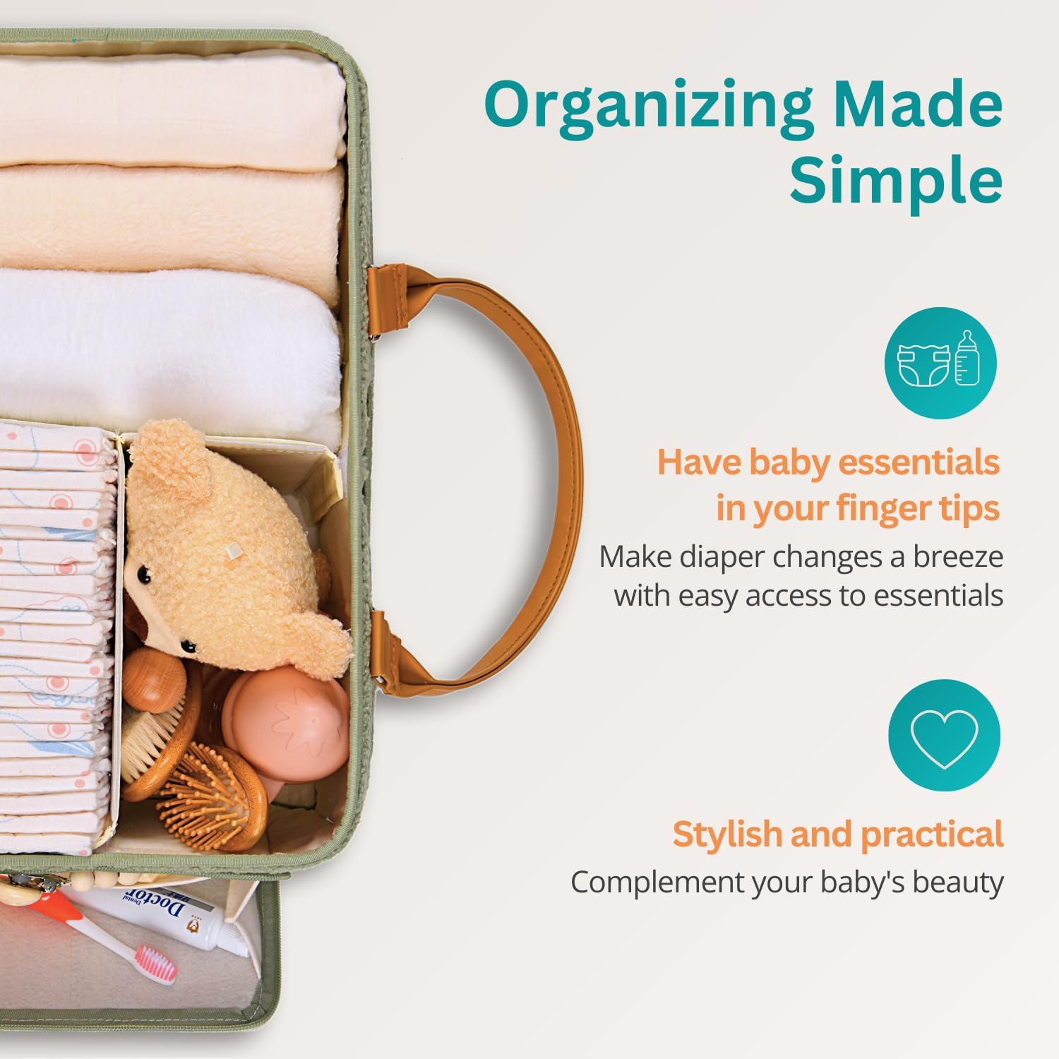 Baby Diaper Caddy Organizer with Handle and Storage